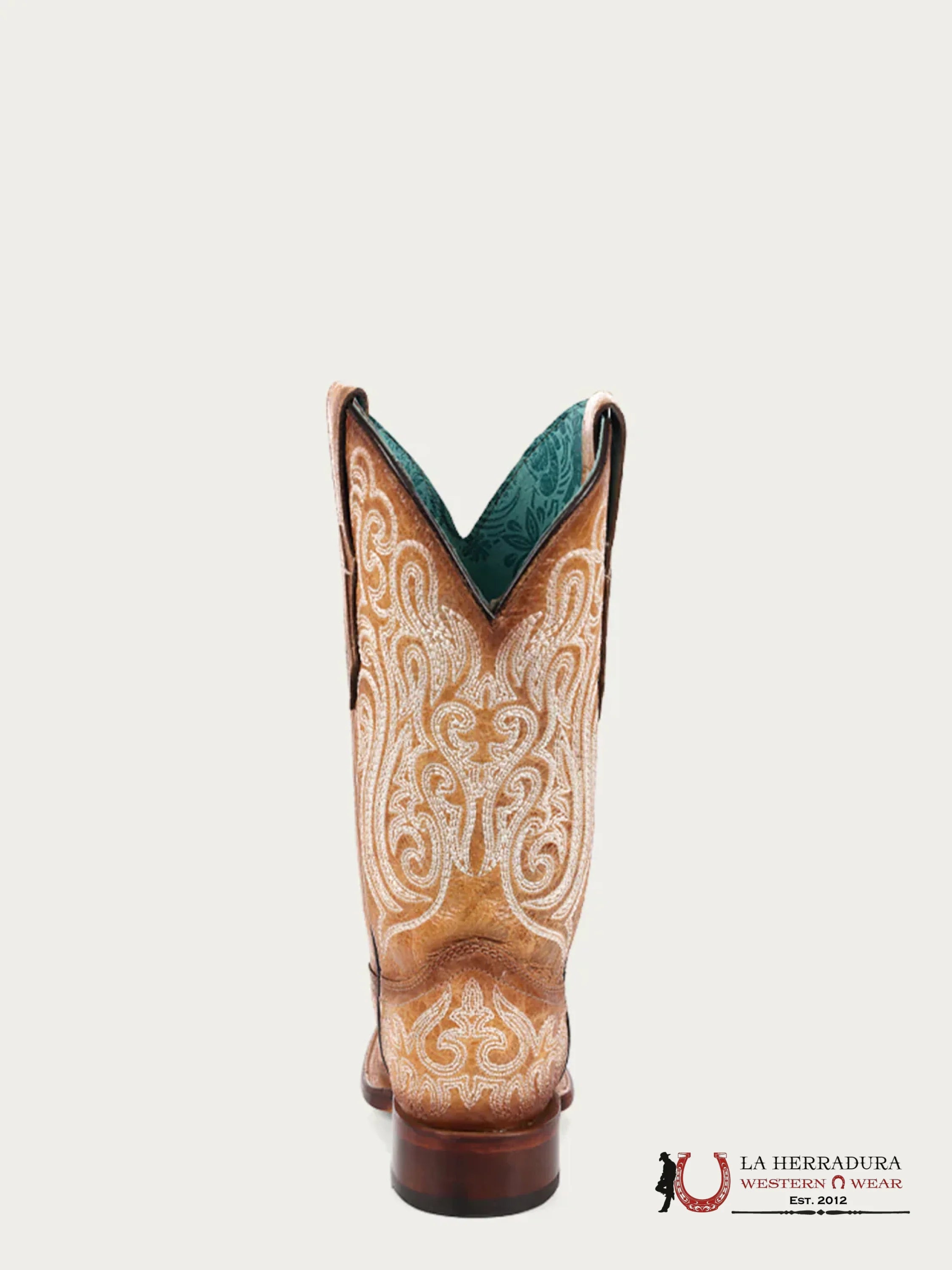 CORRAL LD STRAW-BLUE LUMINESCENT EMBROIDERY SQ. TOE -A4580 BOTAS MUJERES