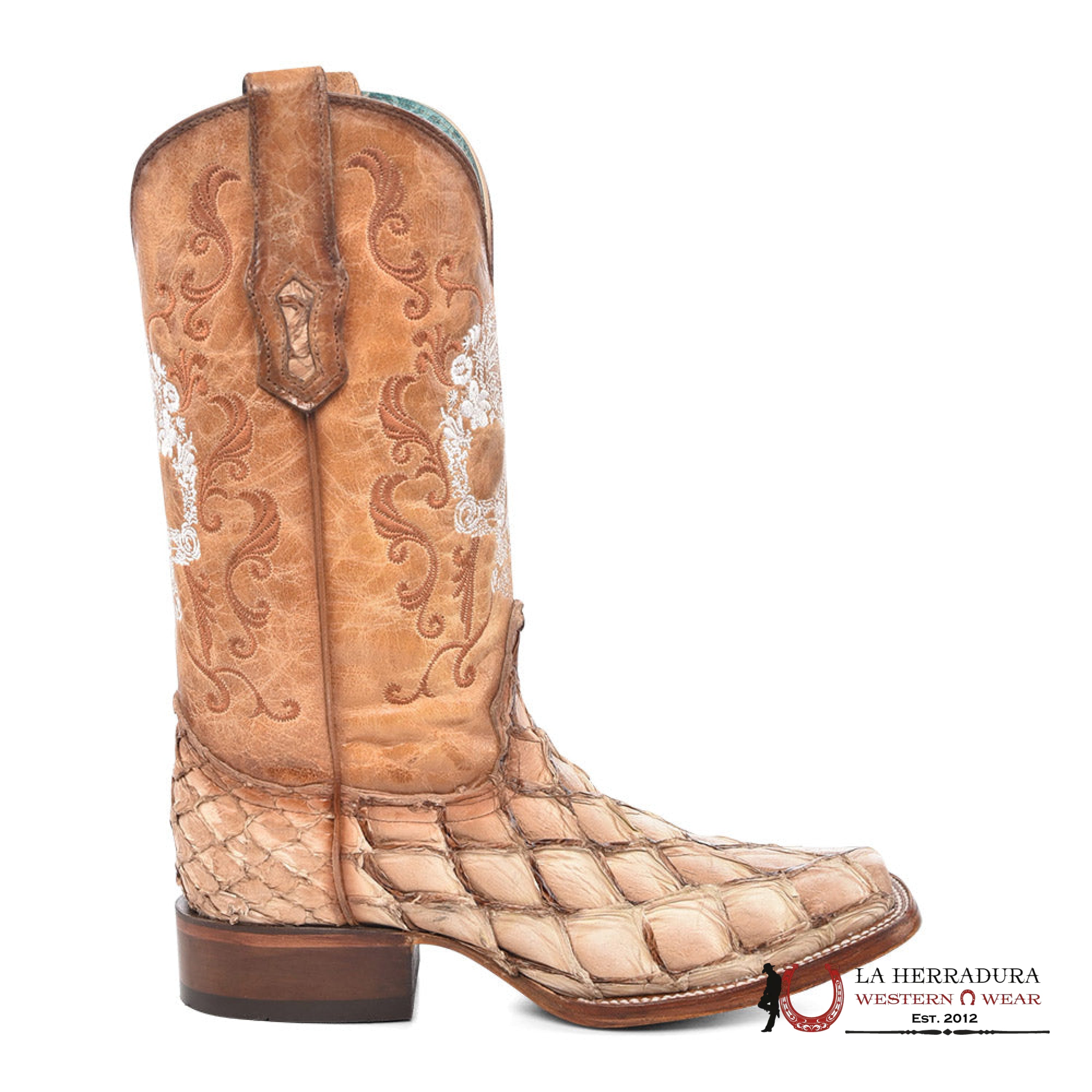 CORRAL SAND/BROWN FISH PIRARUCU EMBROIDERY A4575 BOTAS MUJERES