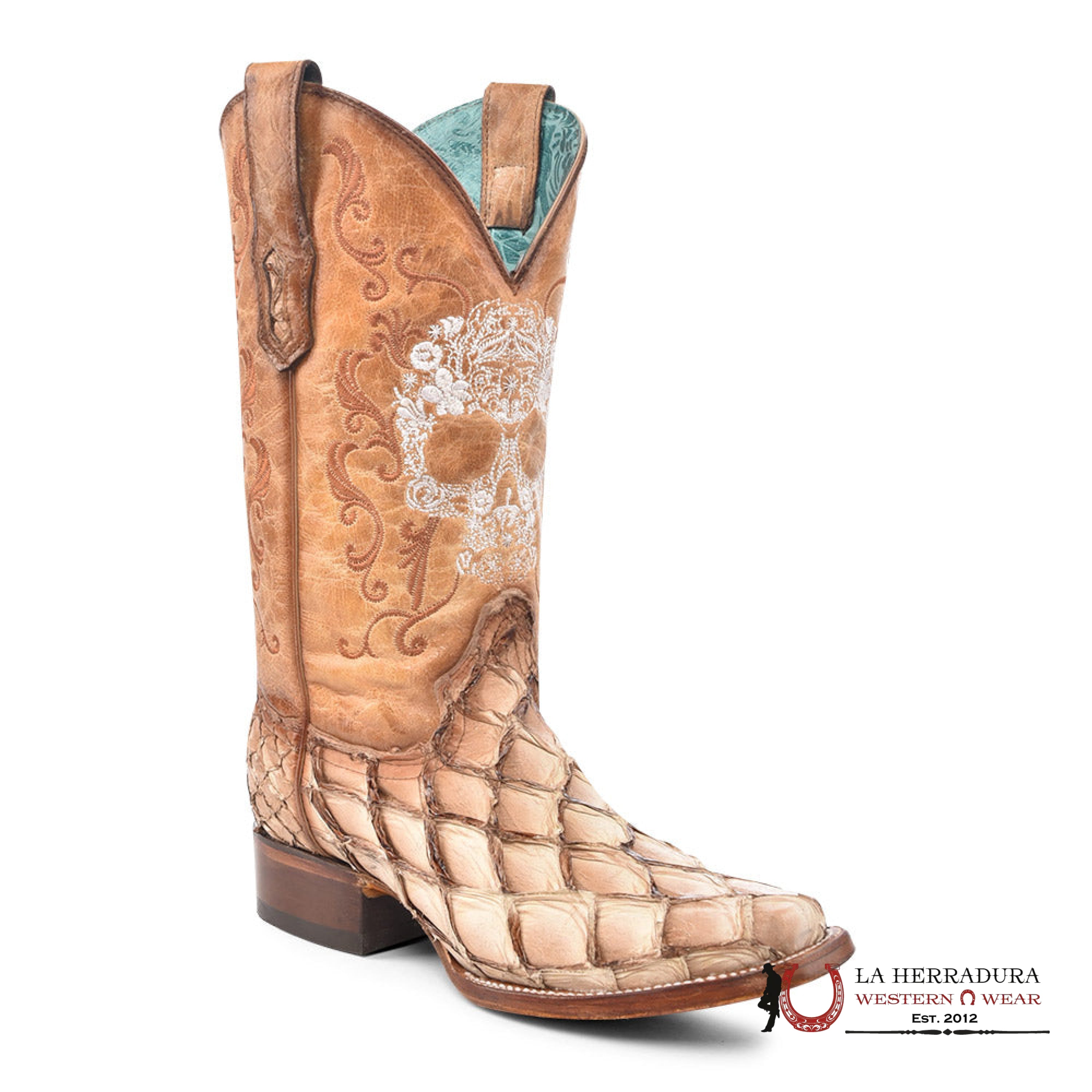 CORRAL SAND/BROWN FISH PIRARUCU EMBROIDERY A4575 BOTAS MUJERES