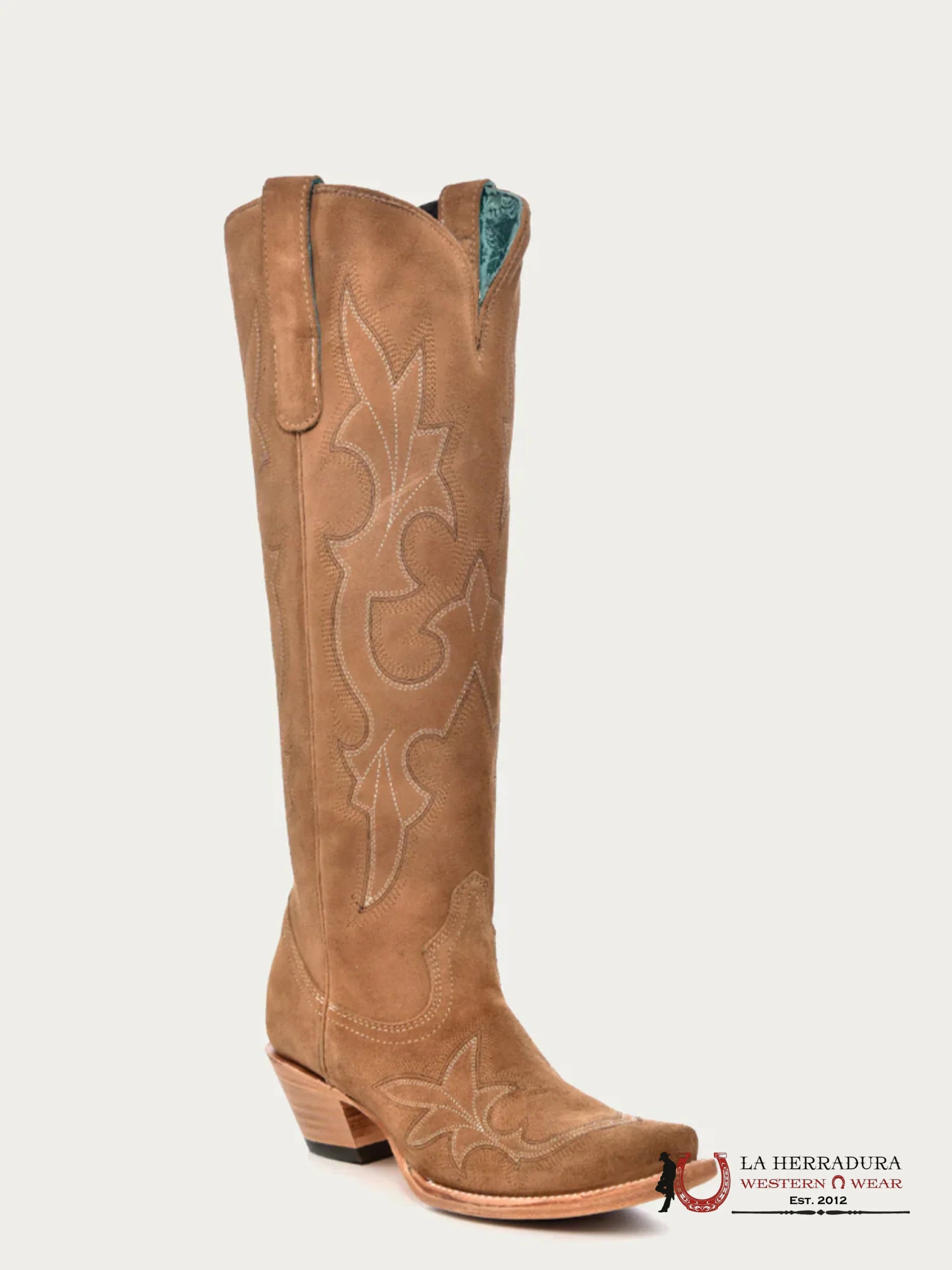 CORRAL TALL BOOT.D SAND SUEDE EMBROIDERY POINT TOE -A4438 BOTAS MUJERES