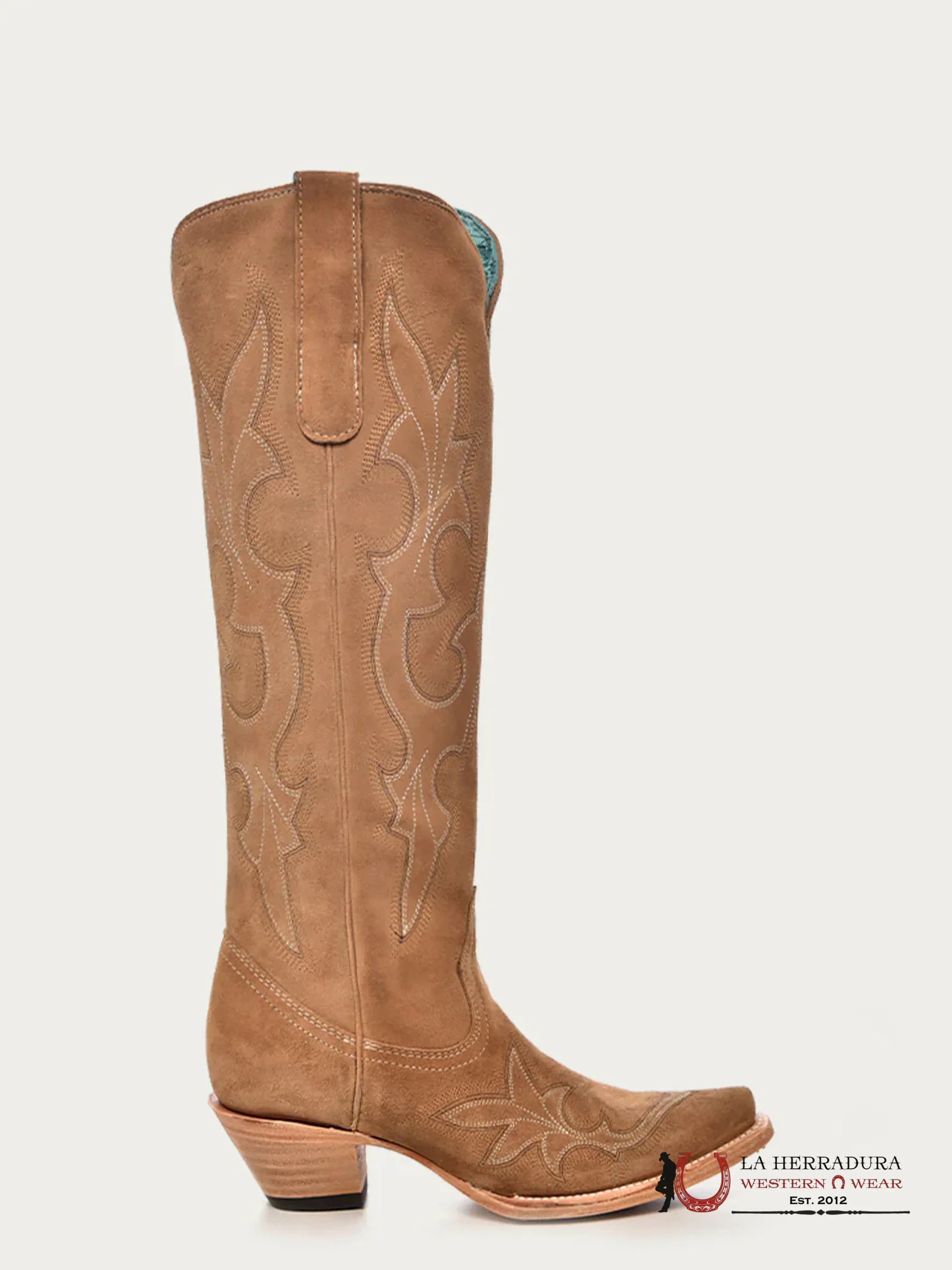 CORRAL TALL BOOT.D SAND SUEDE EMBROIDERY POINT TOE -A4438 BOTAS MUJERES