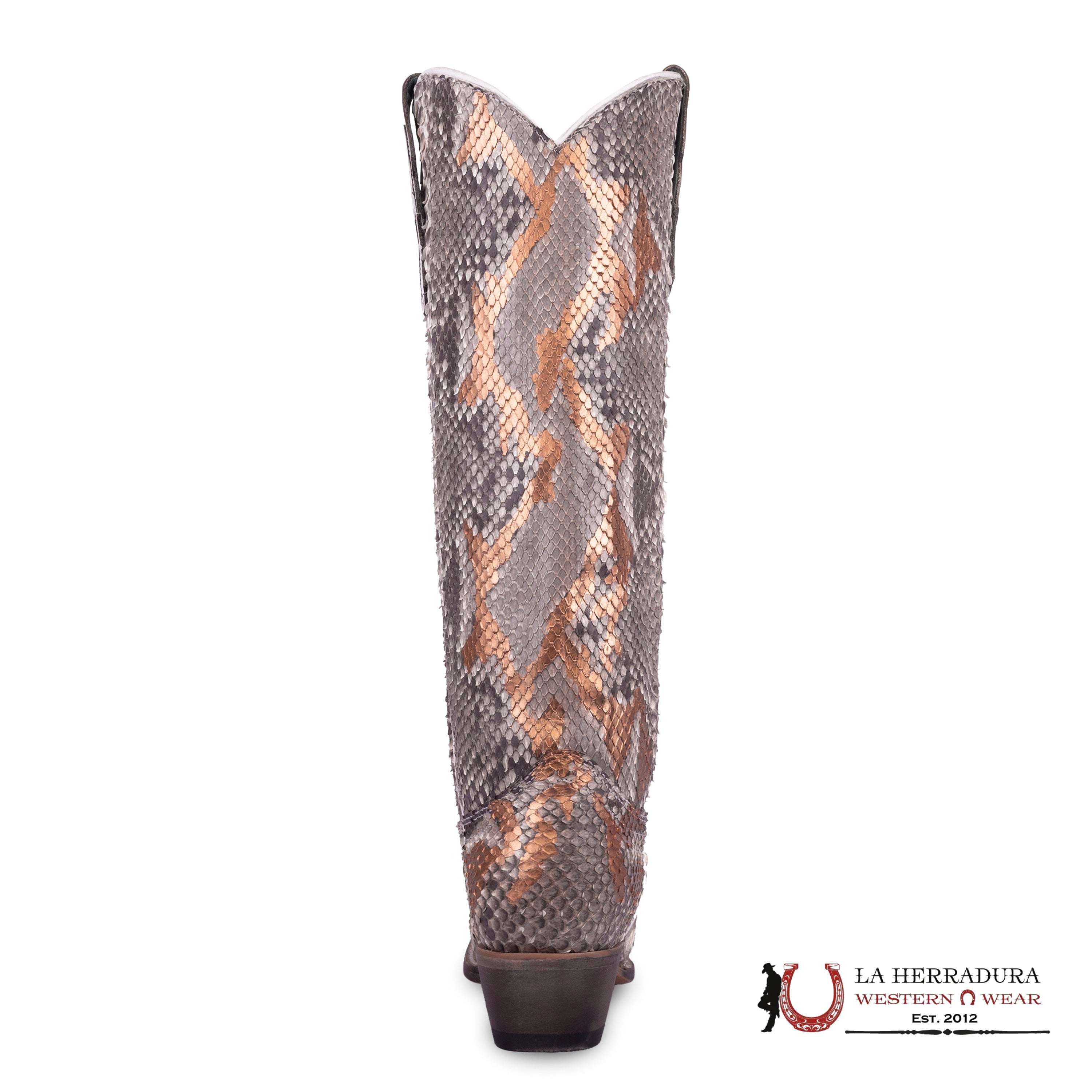 CORRAL TALL BOOT NATURAL/GOLDEN HAND PAINTED PYTHON POINT TOE C4037 BOTAS MUJERES