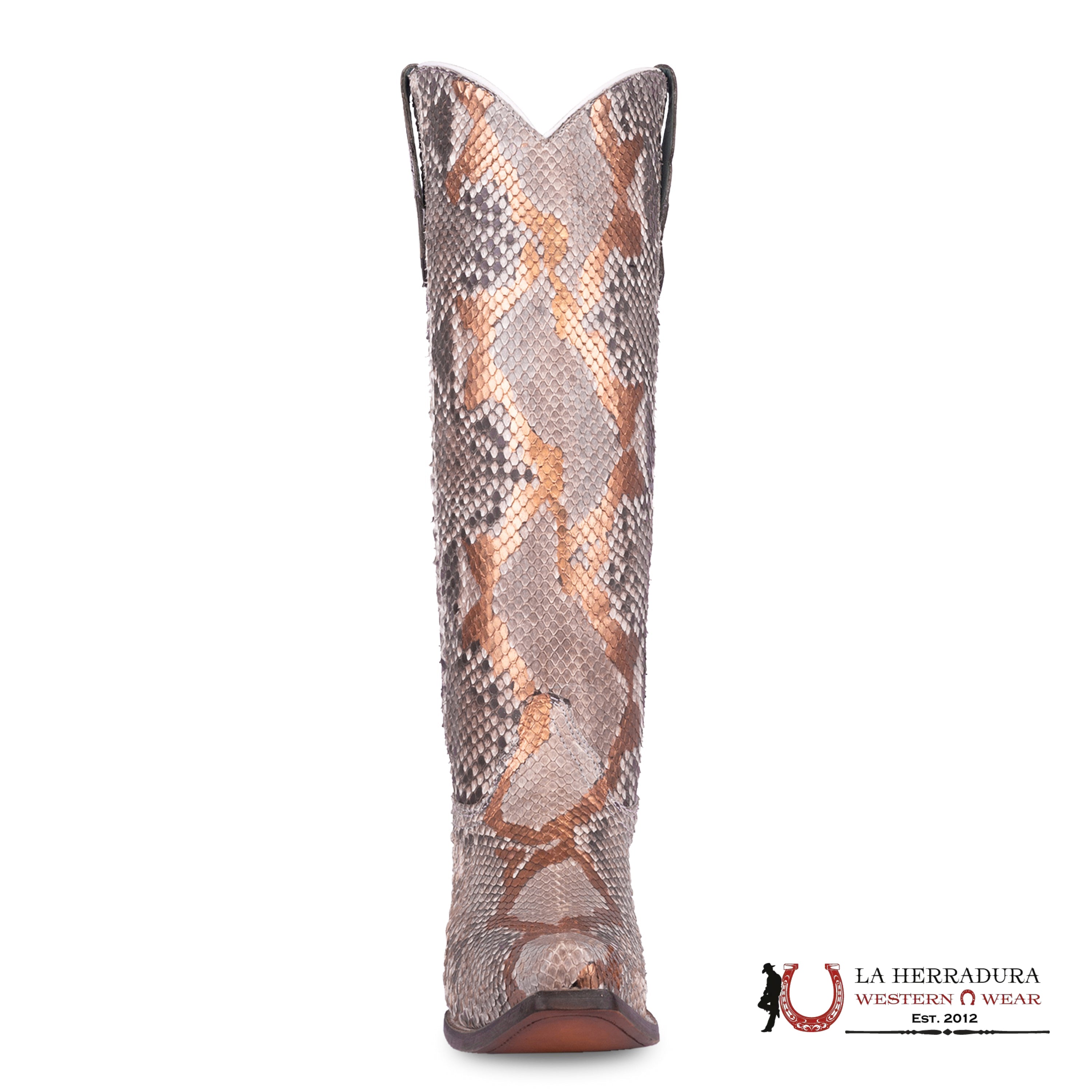 CORRAL TALL BOOT NATURAL/GOLDEN HAND PAINTED PYTHON POINT TOE C4037 BOTAS MUJERES