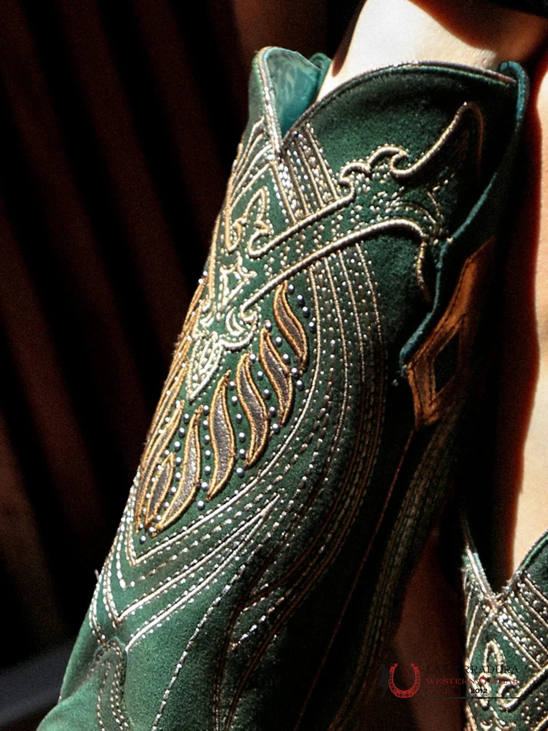 CORRAL WOMEN BOOT GREEN OVERLAY EMBROIDERY AND STUDS A4714 BOTAS MUJERES