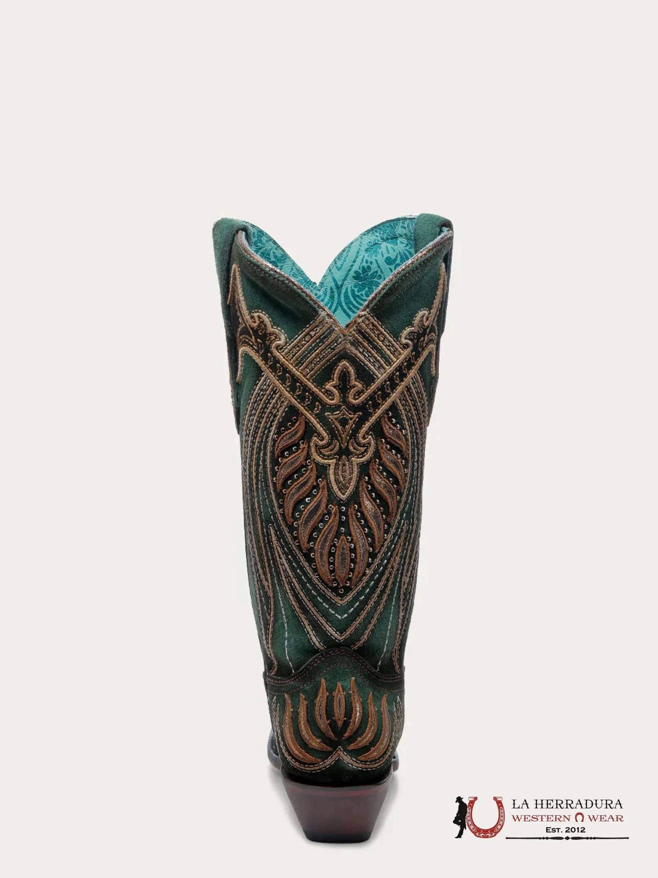 CORRAL WOMEN BOOT GREEN OVERLAY EMBROIDERY AND STUDS A4714 BOTAS MUJERES