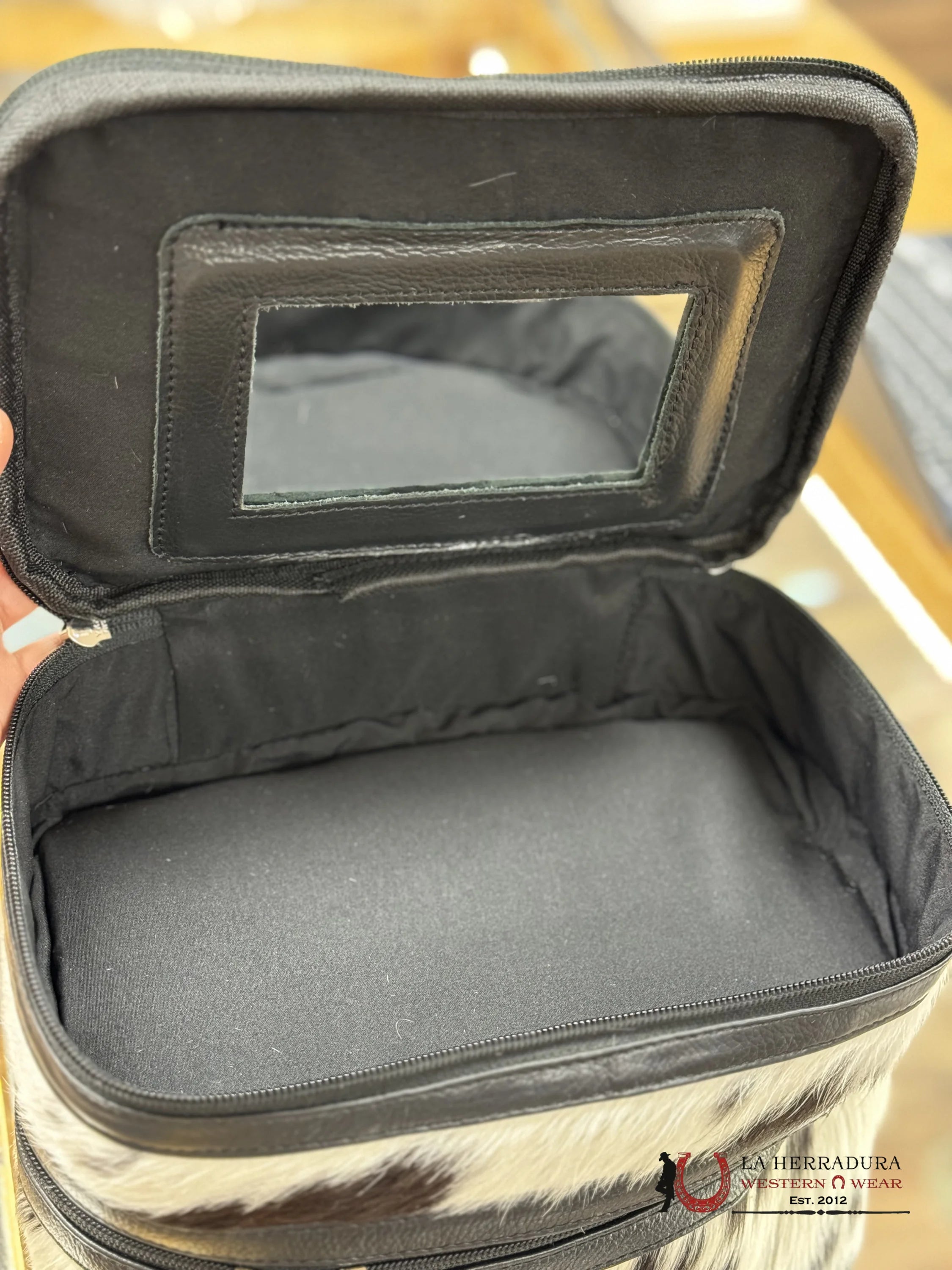 Cow Hide Black & White Jewelry Bag