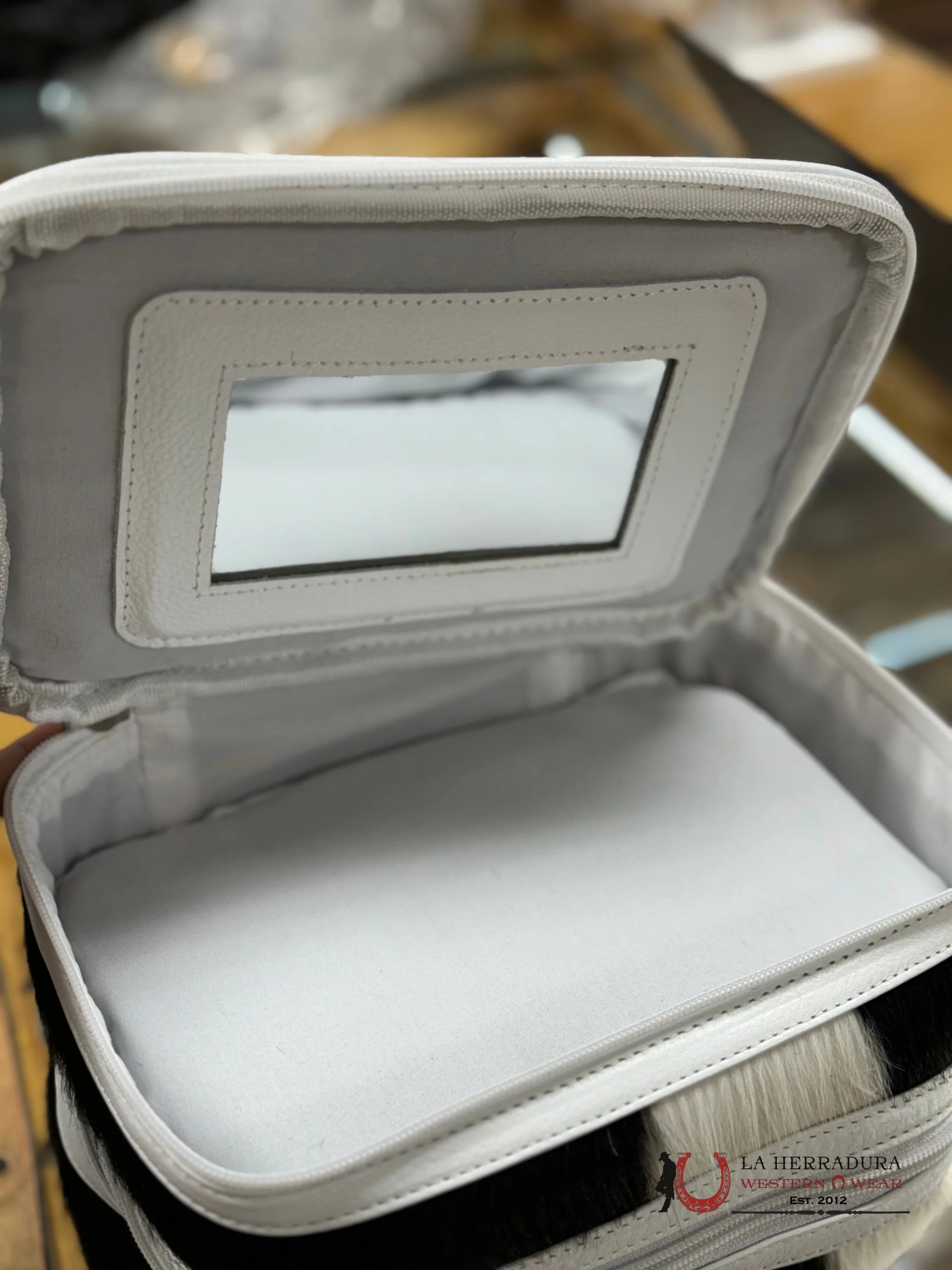 Cow Hide Black & White Jewelry Bag