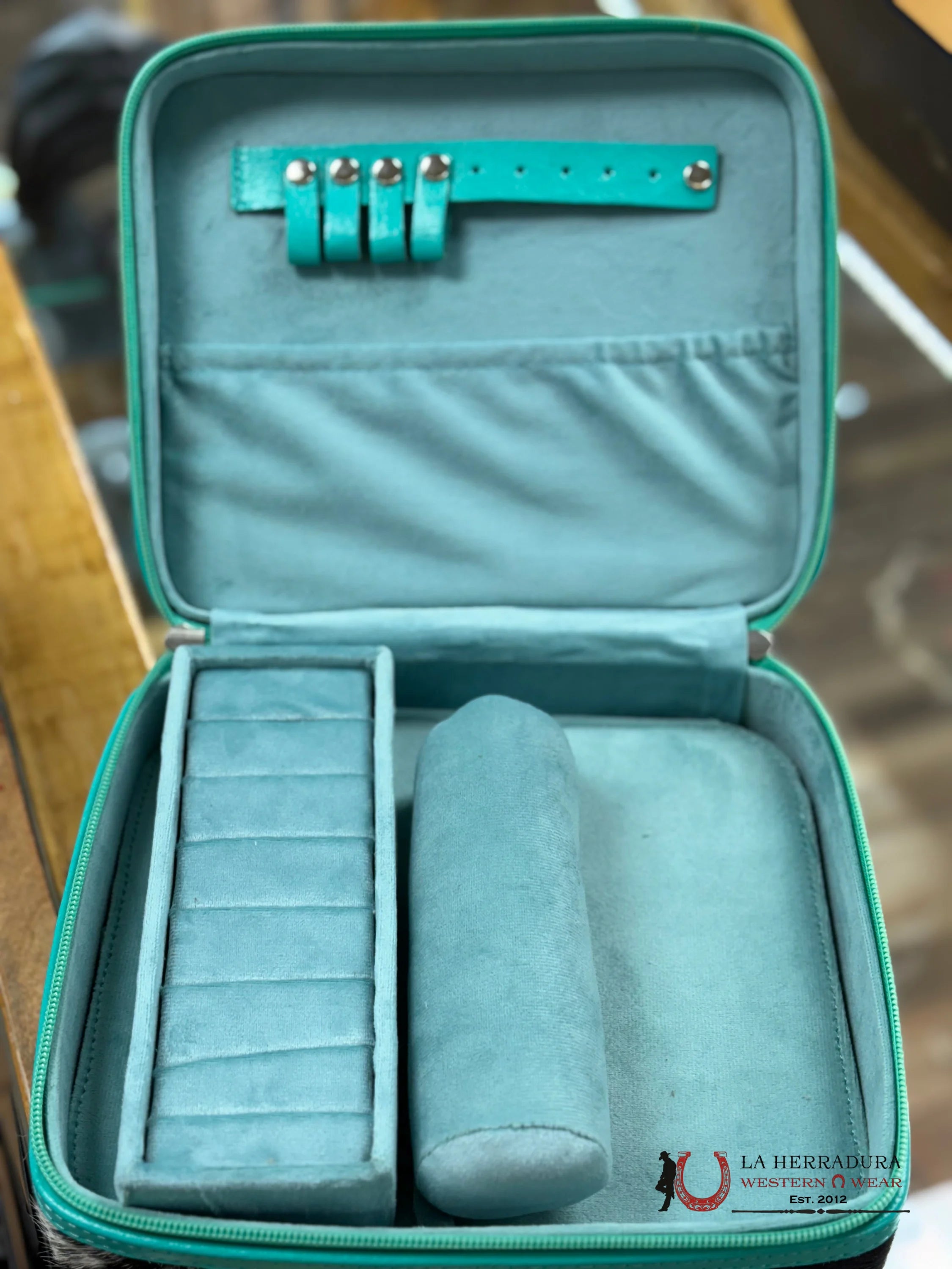 Cow Hide Turquise Jewelry Bag