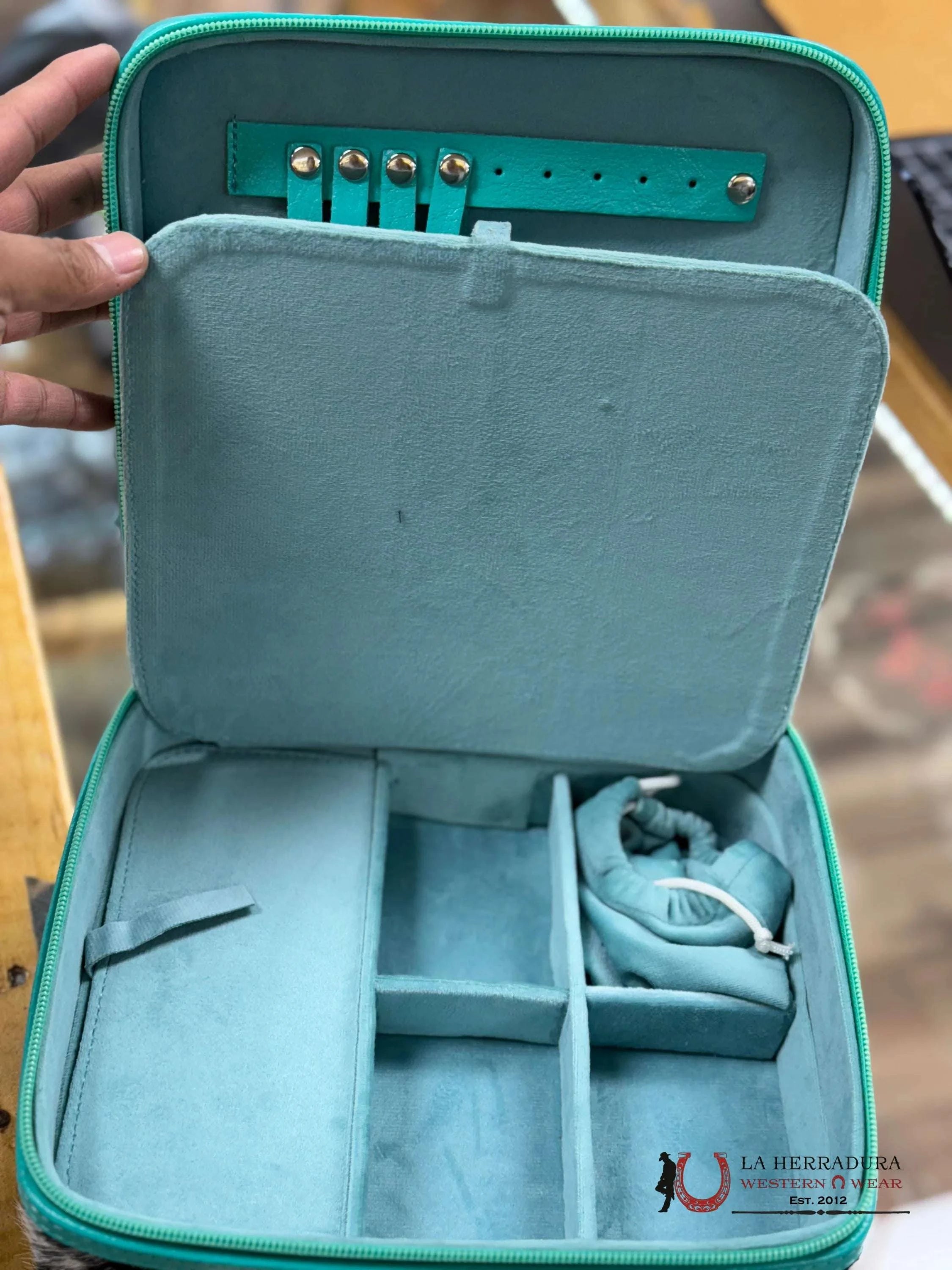 Cow Hide Turquise Jewelry Bag