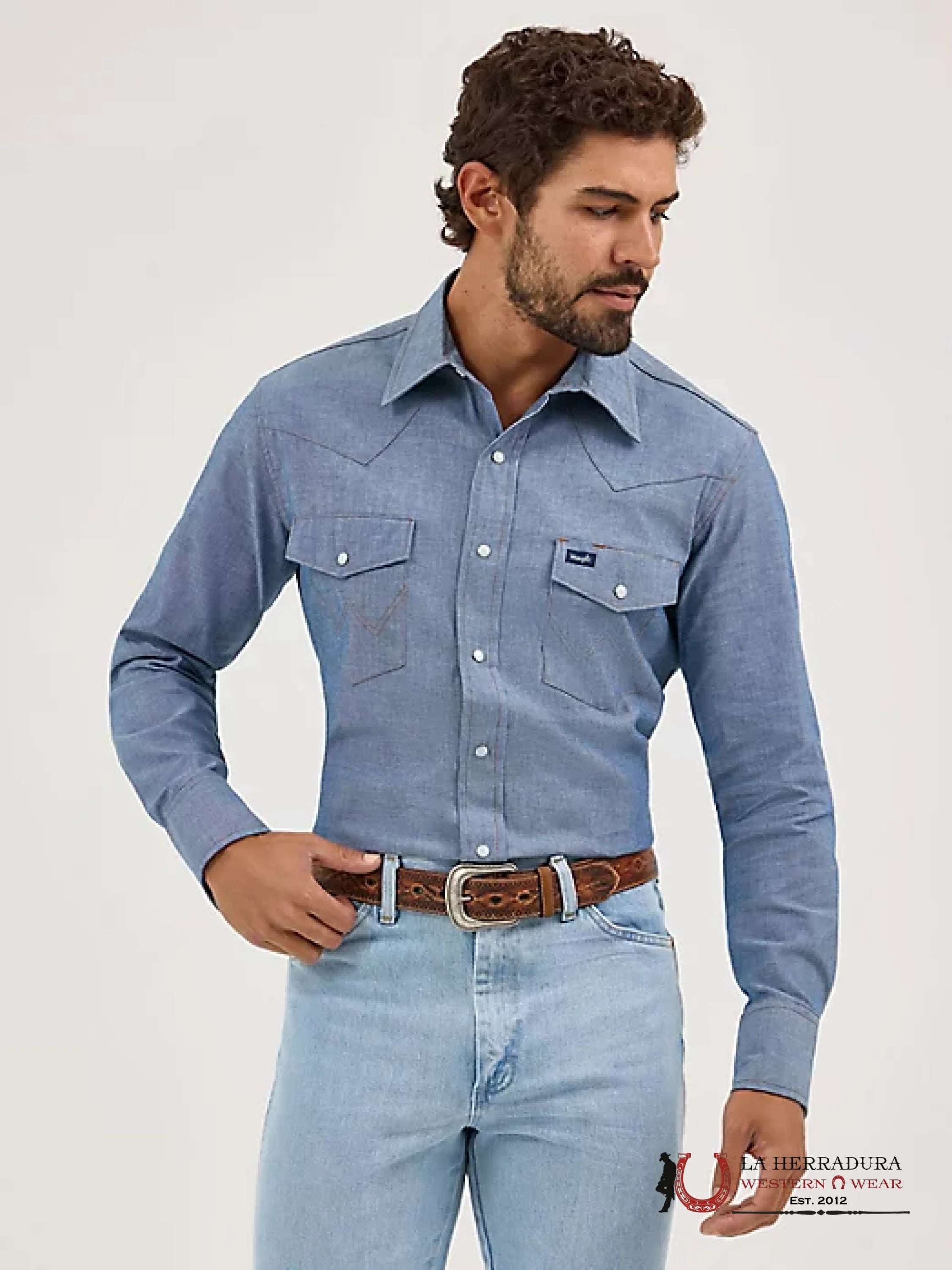 Cowboy Cut® Firm Finish Long Sleeve Western Snap Solid Work Shirt - 1699 Ropa Hombres