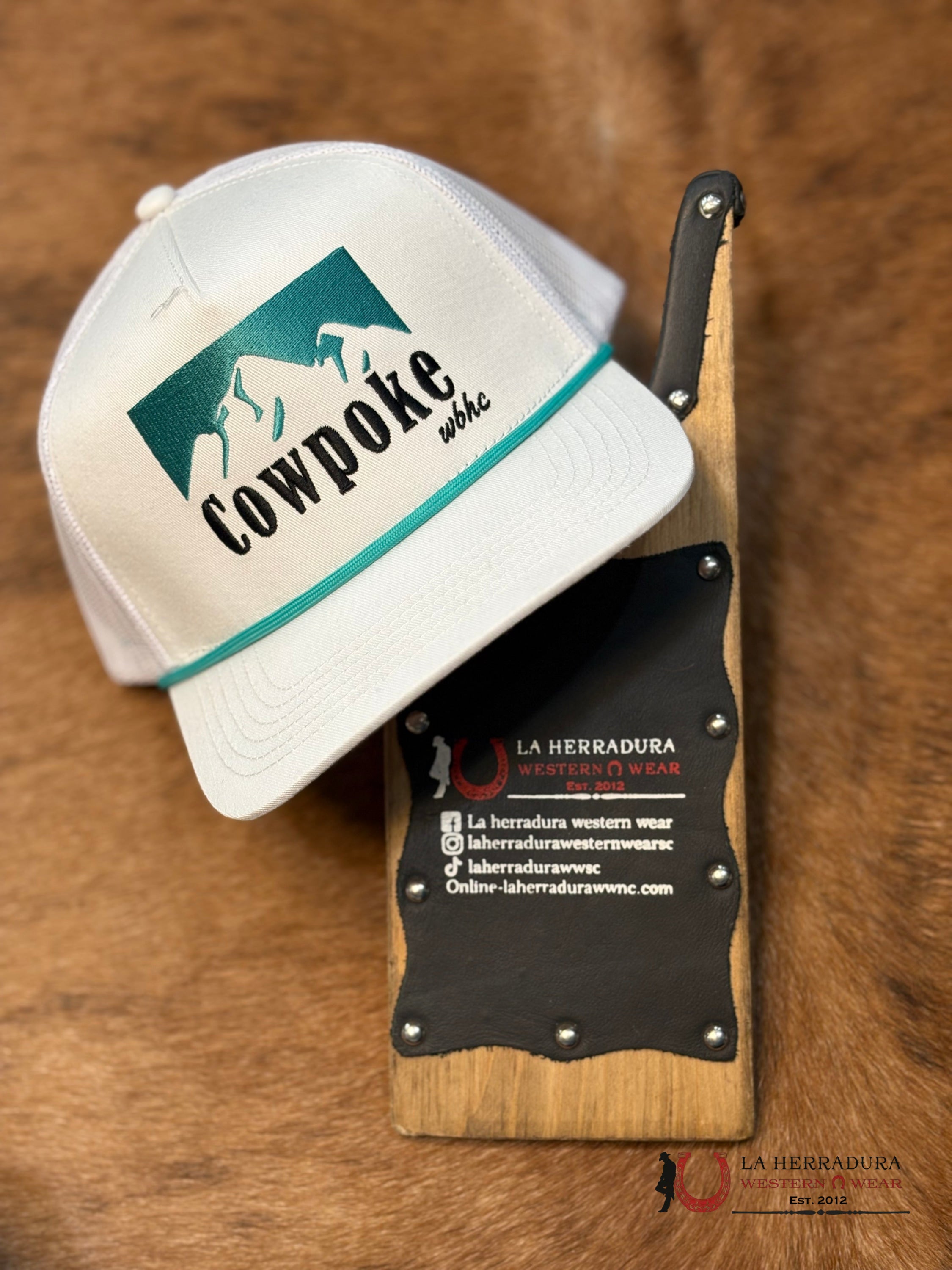 COWPOKE WHITE AND BLUE CAPS MENS GORRAS HOMBRES