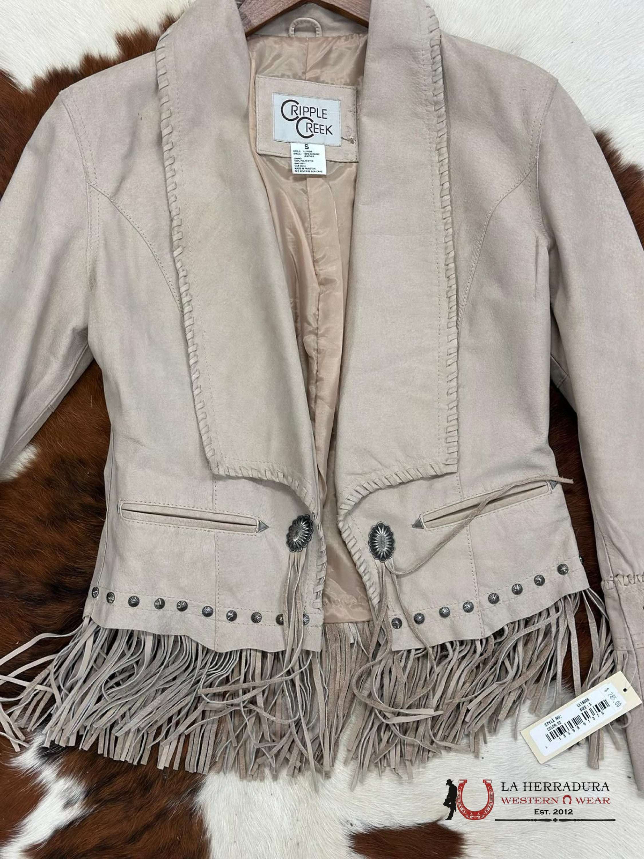 Cripple Creek Jacket Genuine Leather Brown On Fringe Ropa Mujeres