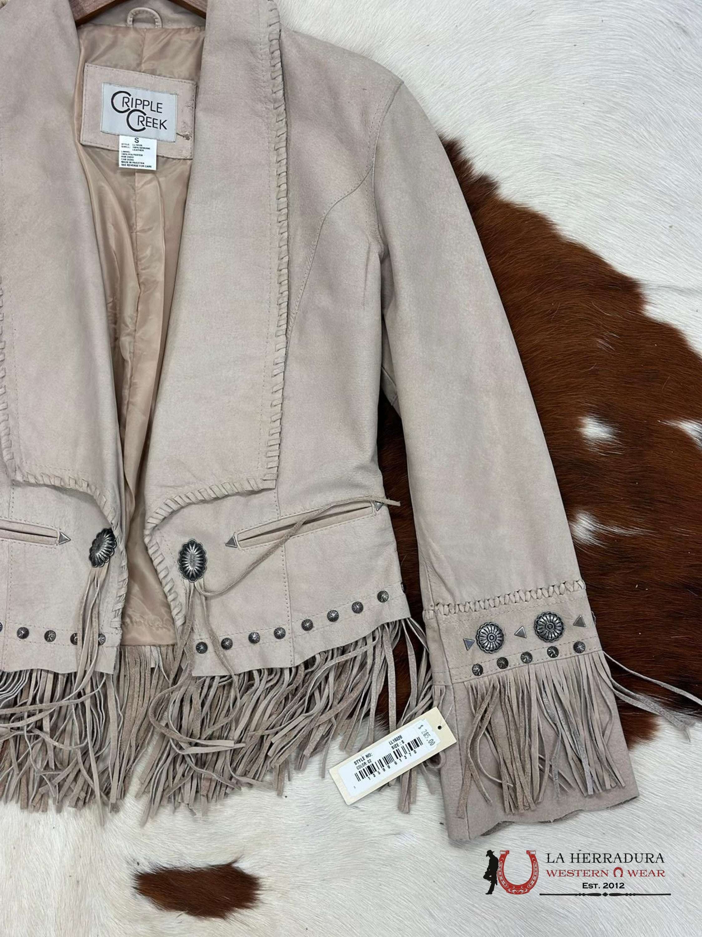 Cripple Creek Jacket Genuine Leather Brown On Fringe Ropa Mujeres