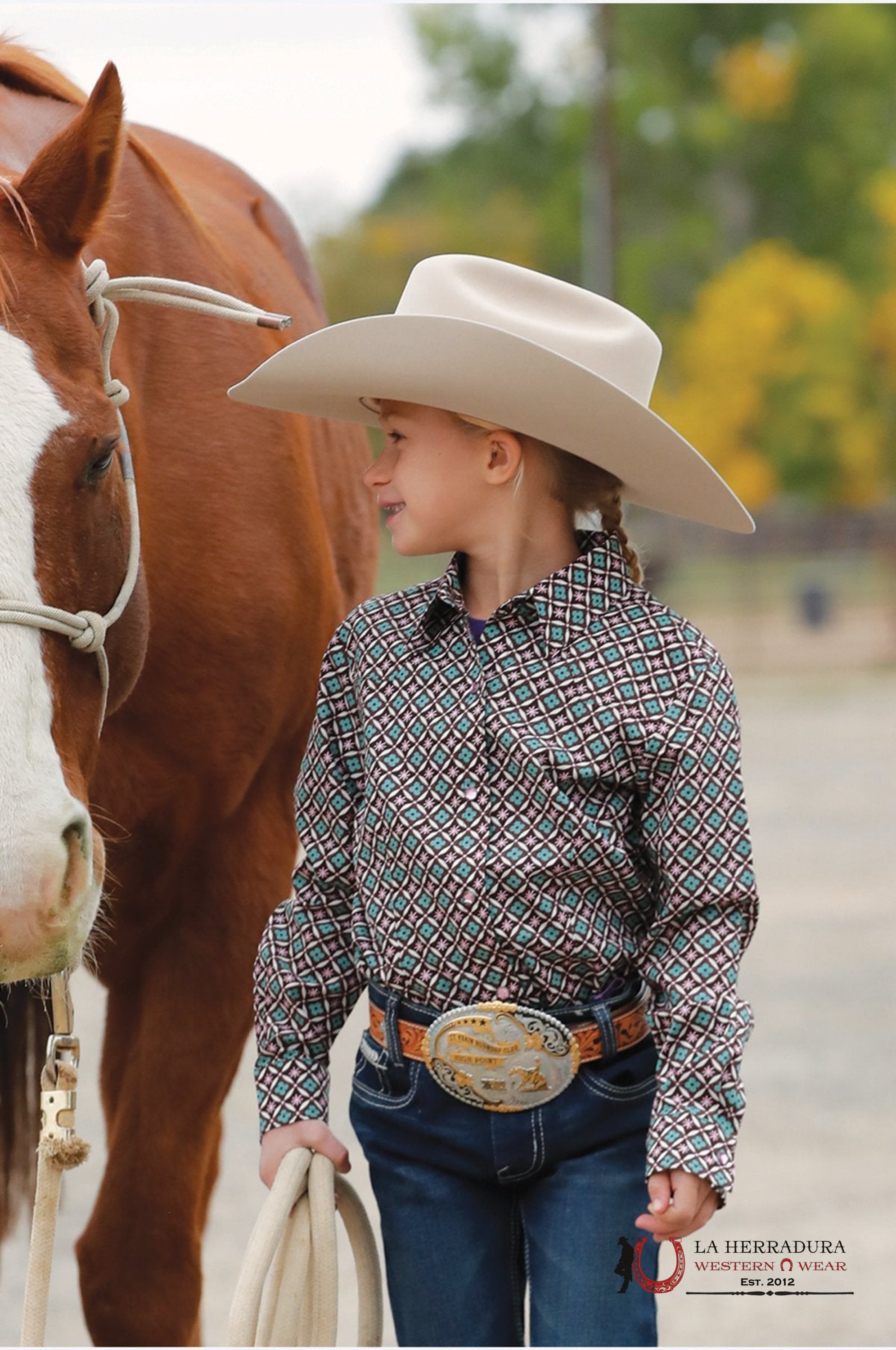 Cruel Girl Girls’ Long Sleeve Western Snap Shirt - Purple Print CTW8040006 NIÑAS