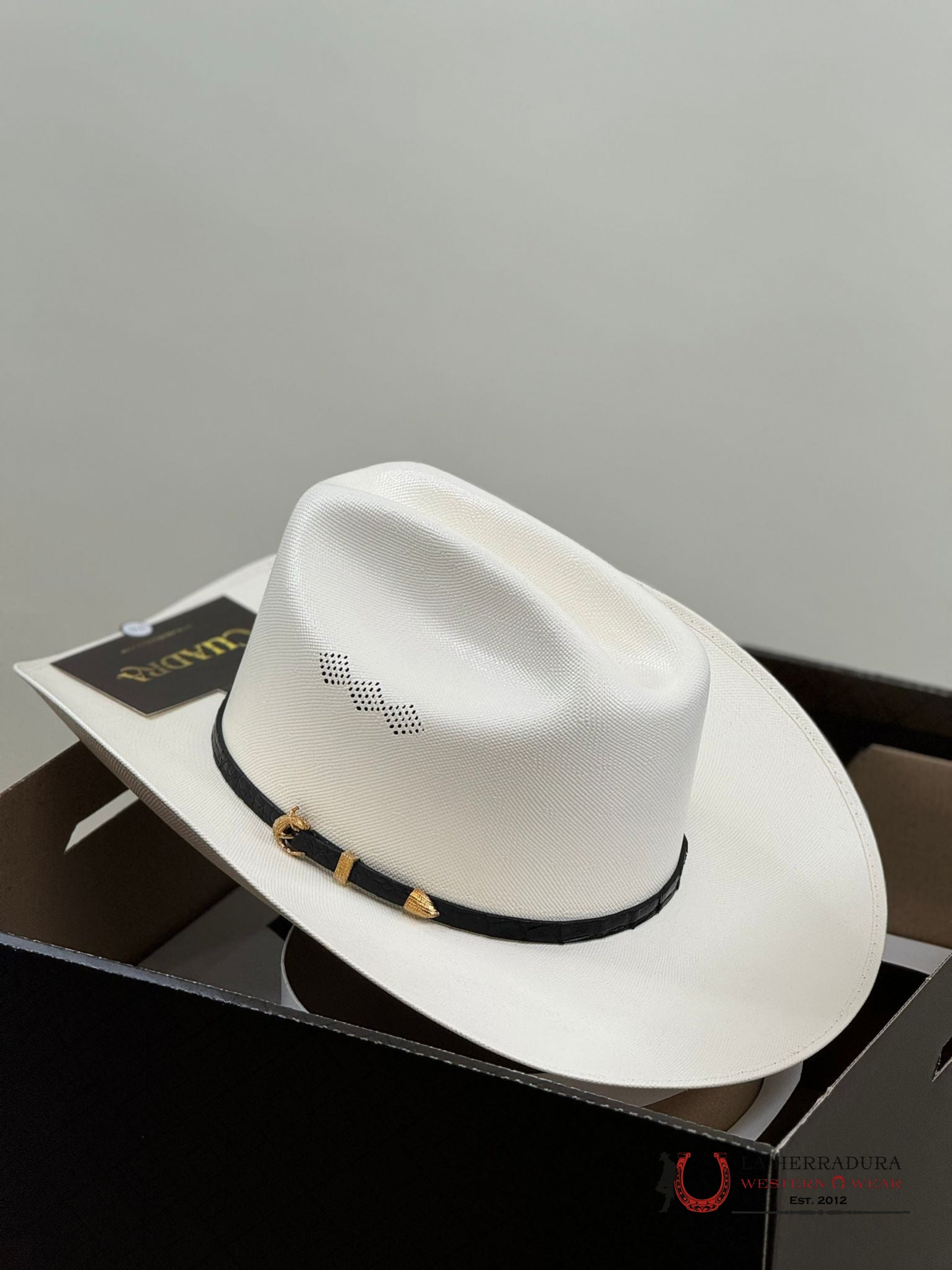 Cuadra 100X Caiman Ivory Straw Hat Tejana
