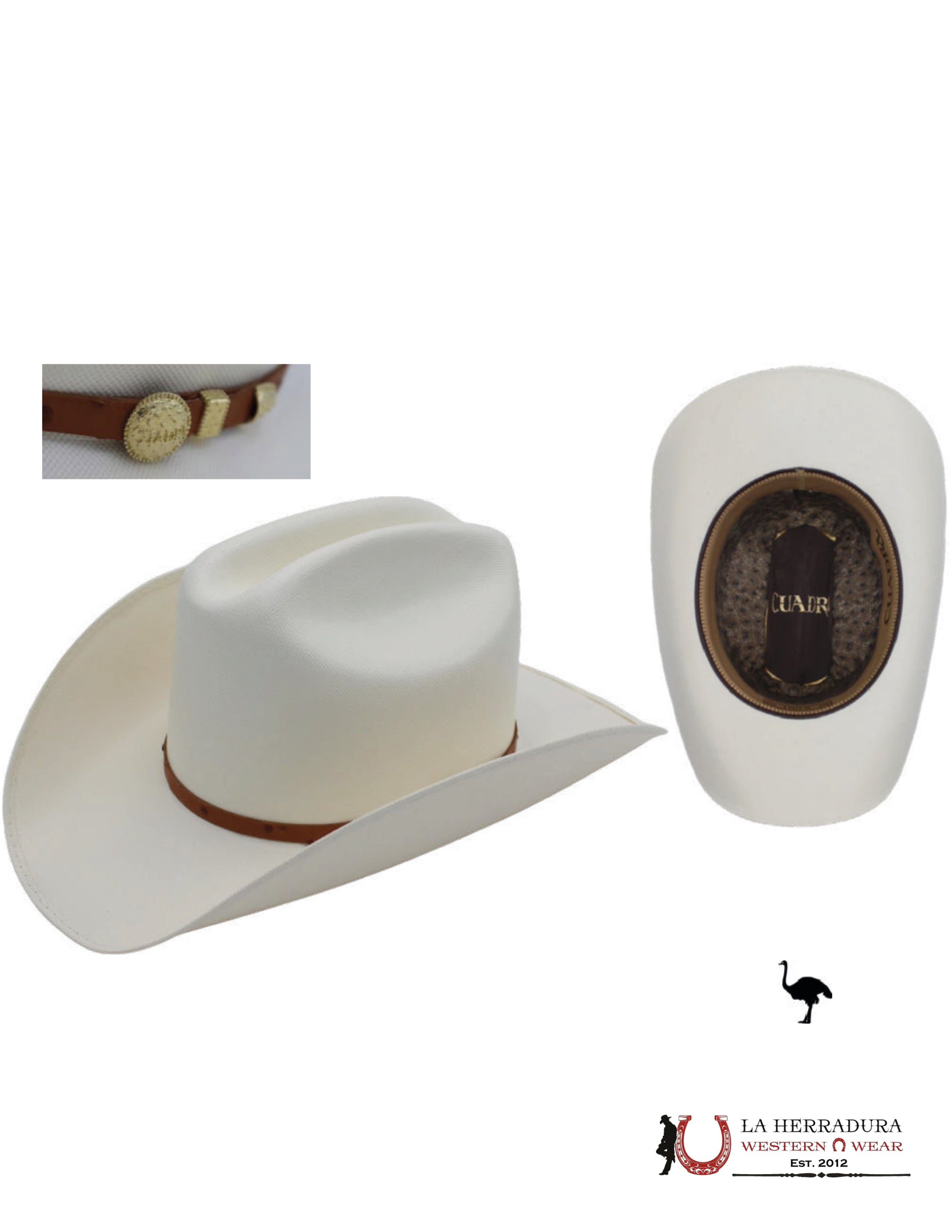 CUADRA 100X OSTRICK IVORY BRIM 4’’ STRAW HAT SINALOA STYLE TEJANA