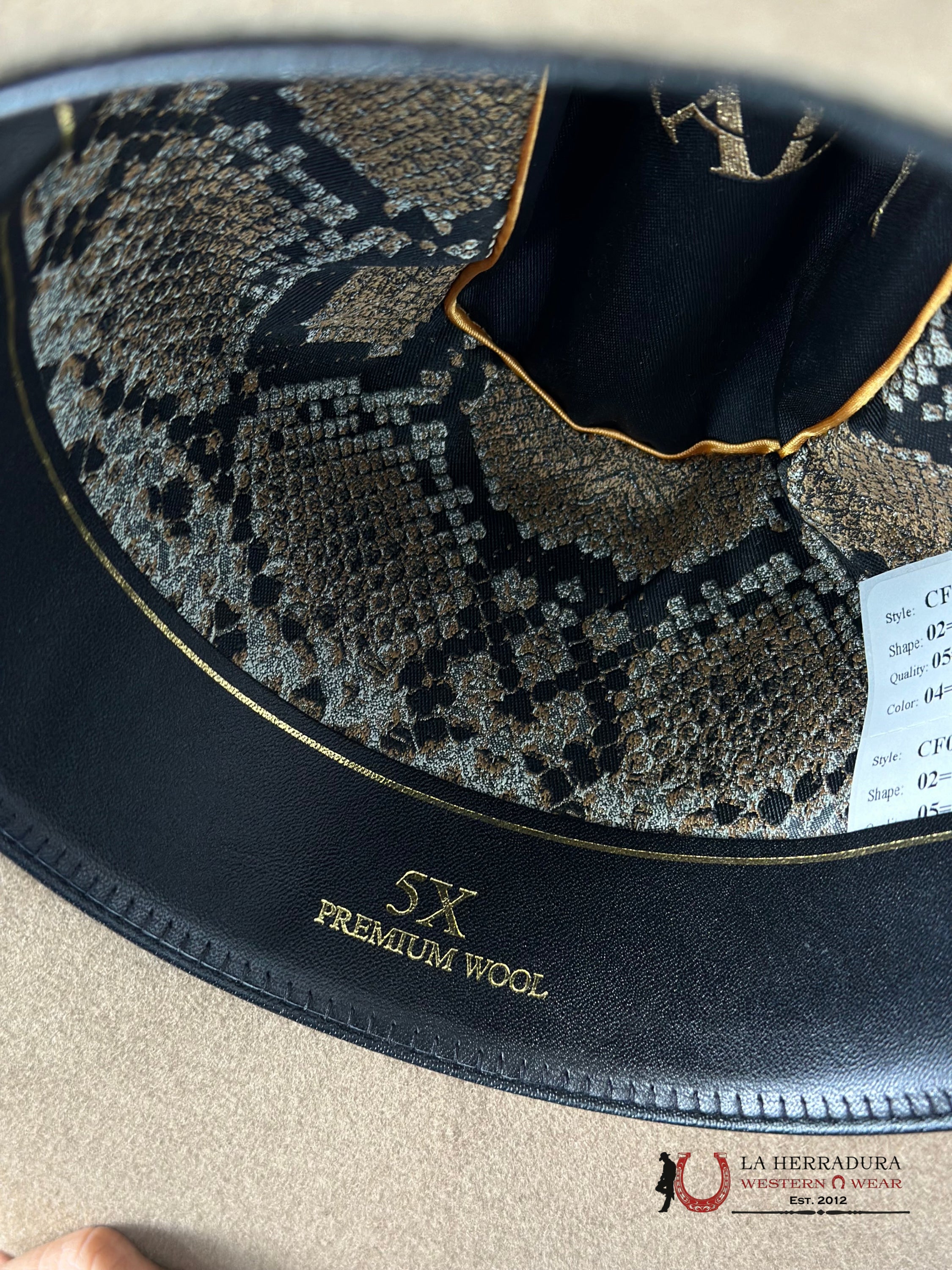 Cuadra 5X Python Cattleman Fawn Felt Hat