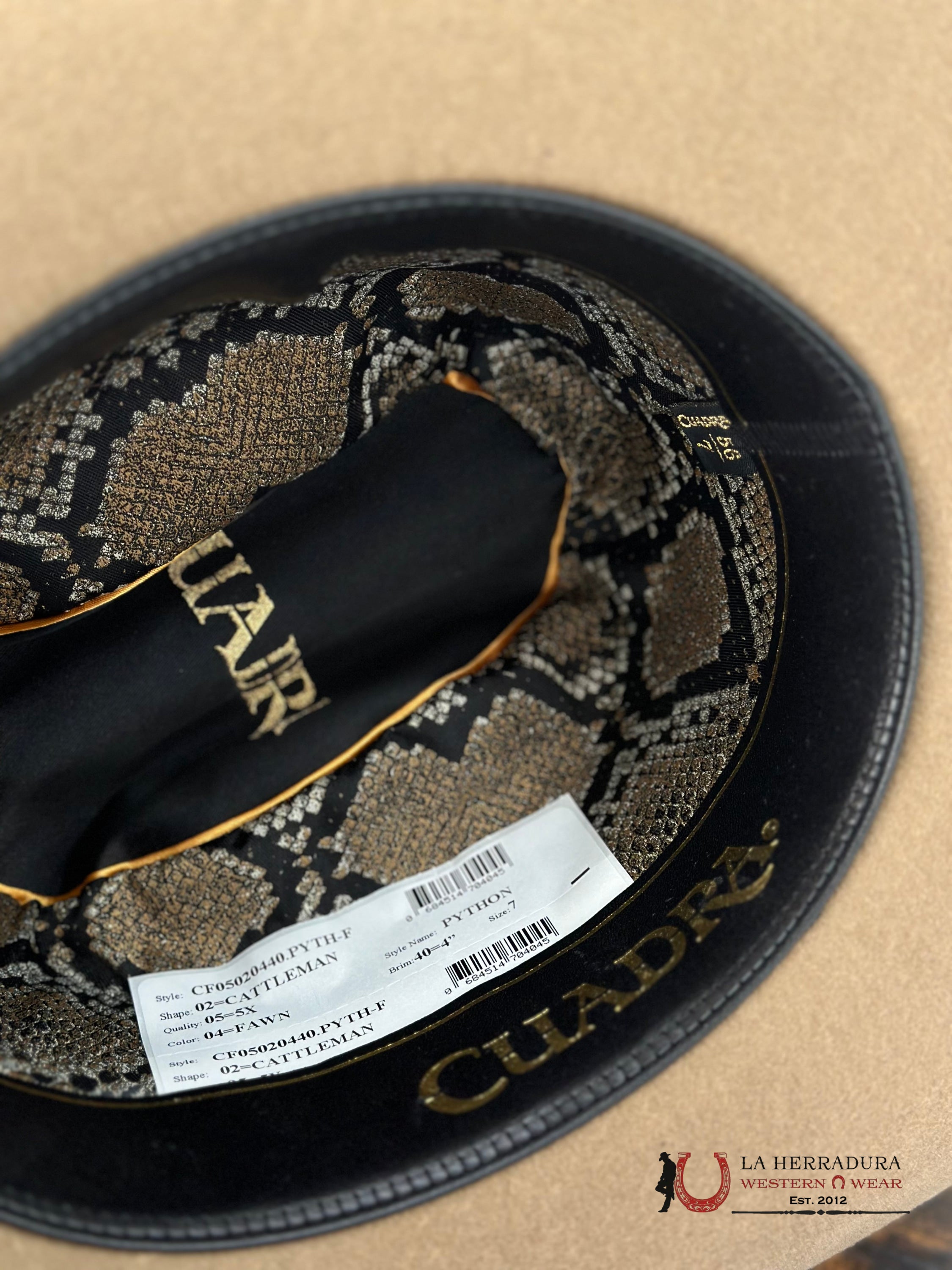 Cuadra 5X Python Cattleman Fawn Felt Hat