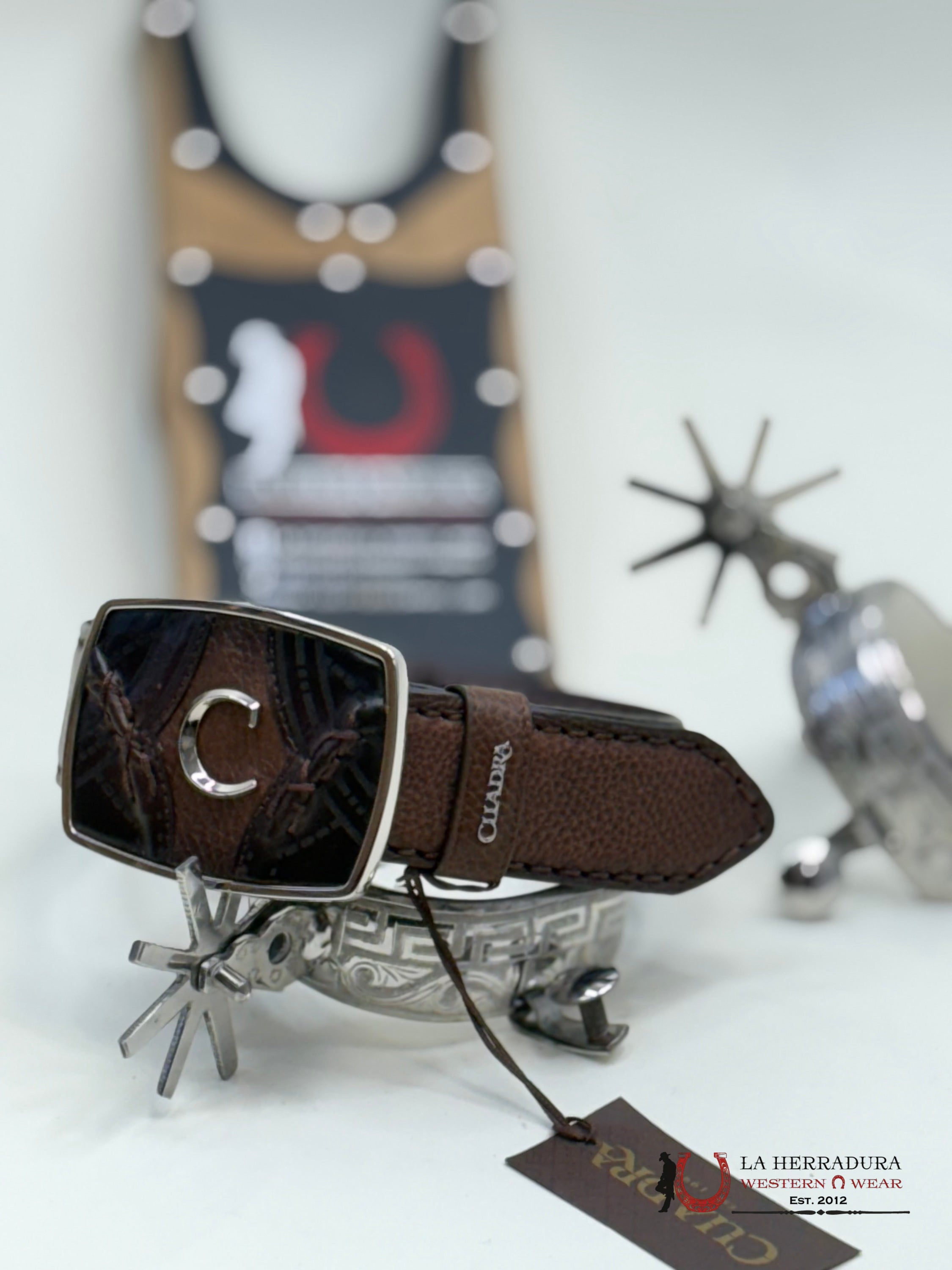 Cuadra Almond Deer Laser Belt Cinturones Hombres