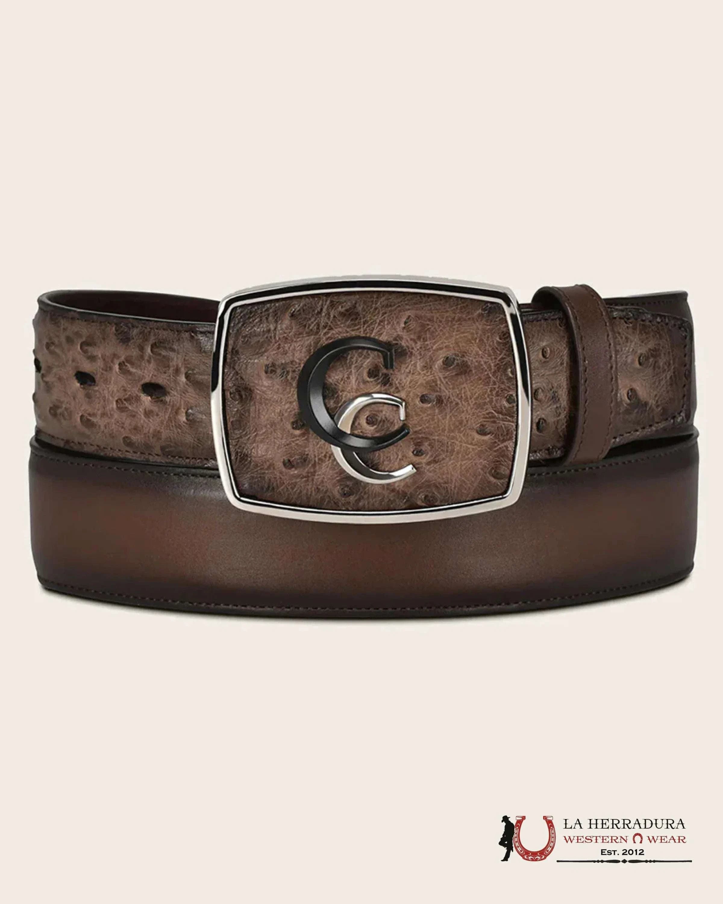 CUADRA AVESTRUZ LUGAN CAFE BELT BC321 CINTURONES HOMBRES