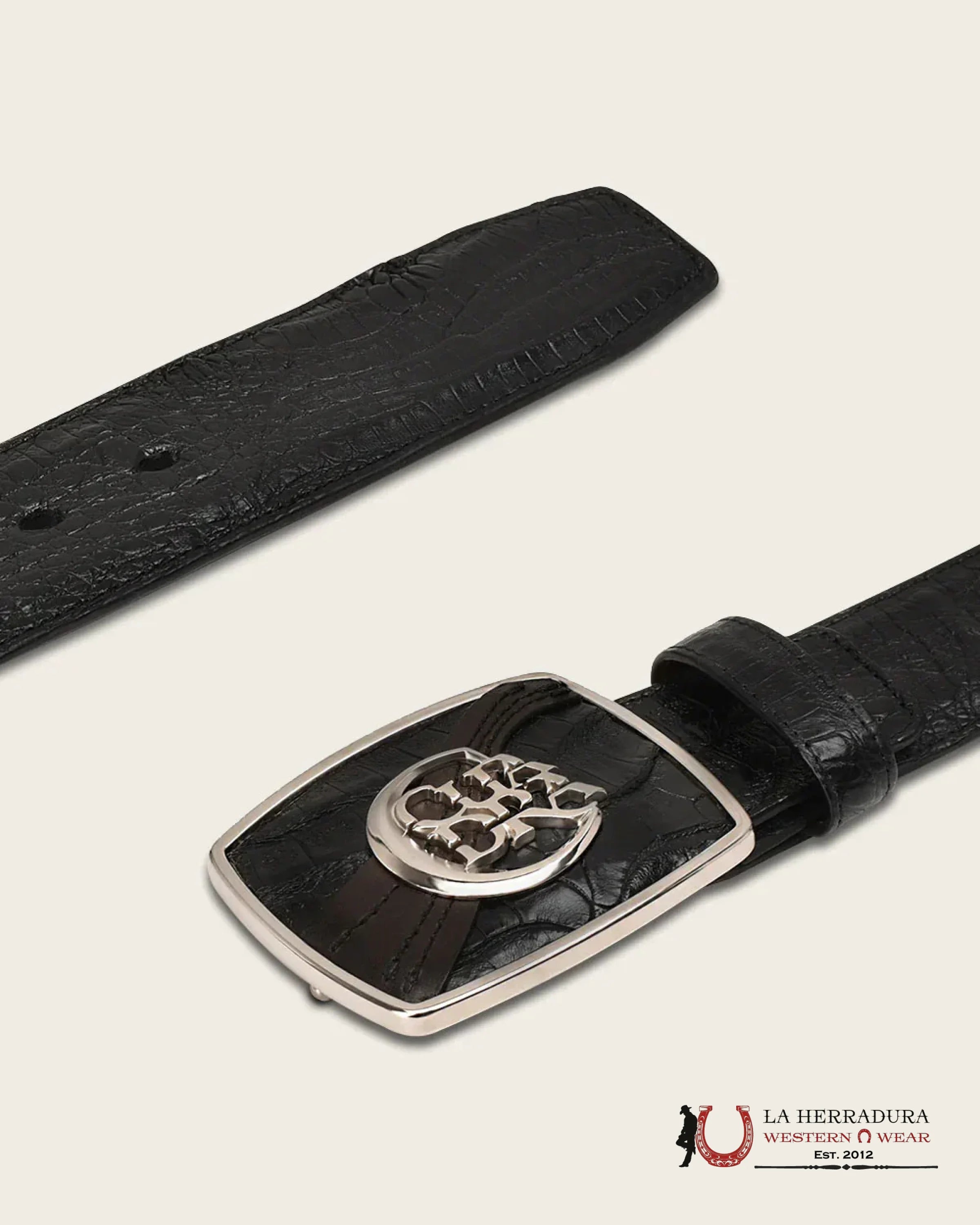 CUADRA BELT FUSCUS CAIMAN LOMO BELLY COMPLETE BELT CAIMAN SKIN ARAUCO CHOCOLATE CINTURONES HOMBRES