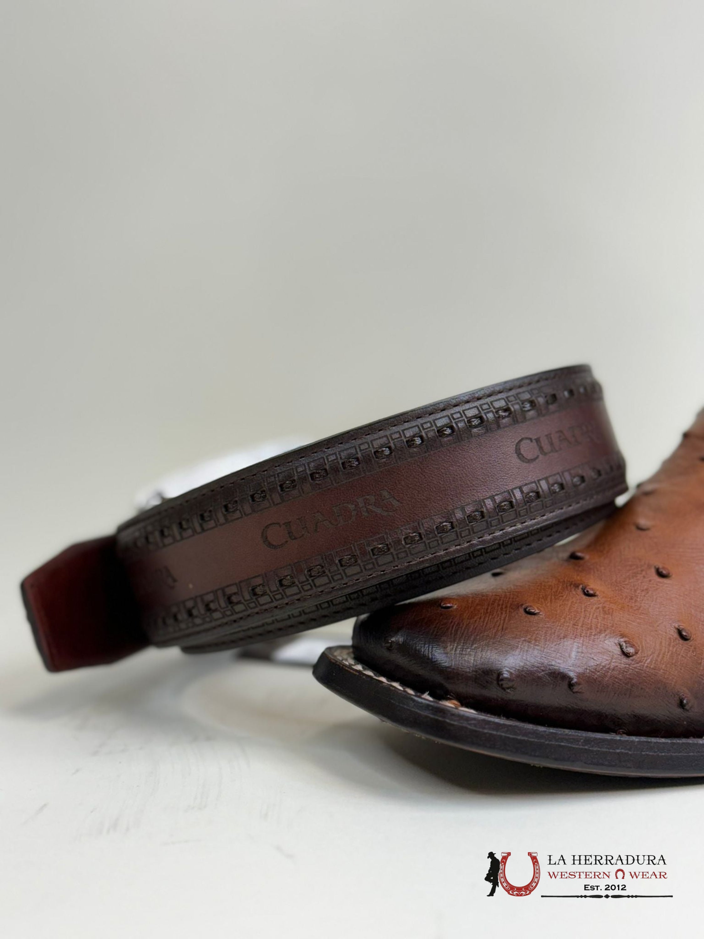Cuadra Belt Ostrich Maroni Chestnut Cinturones Hombres