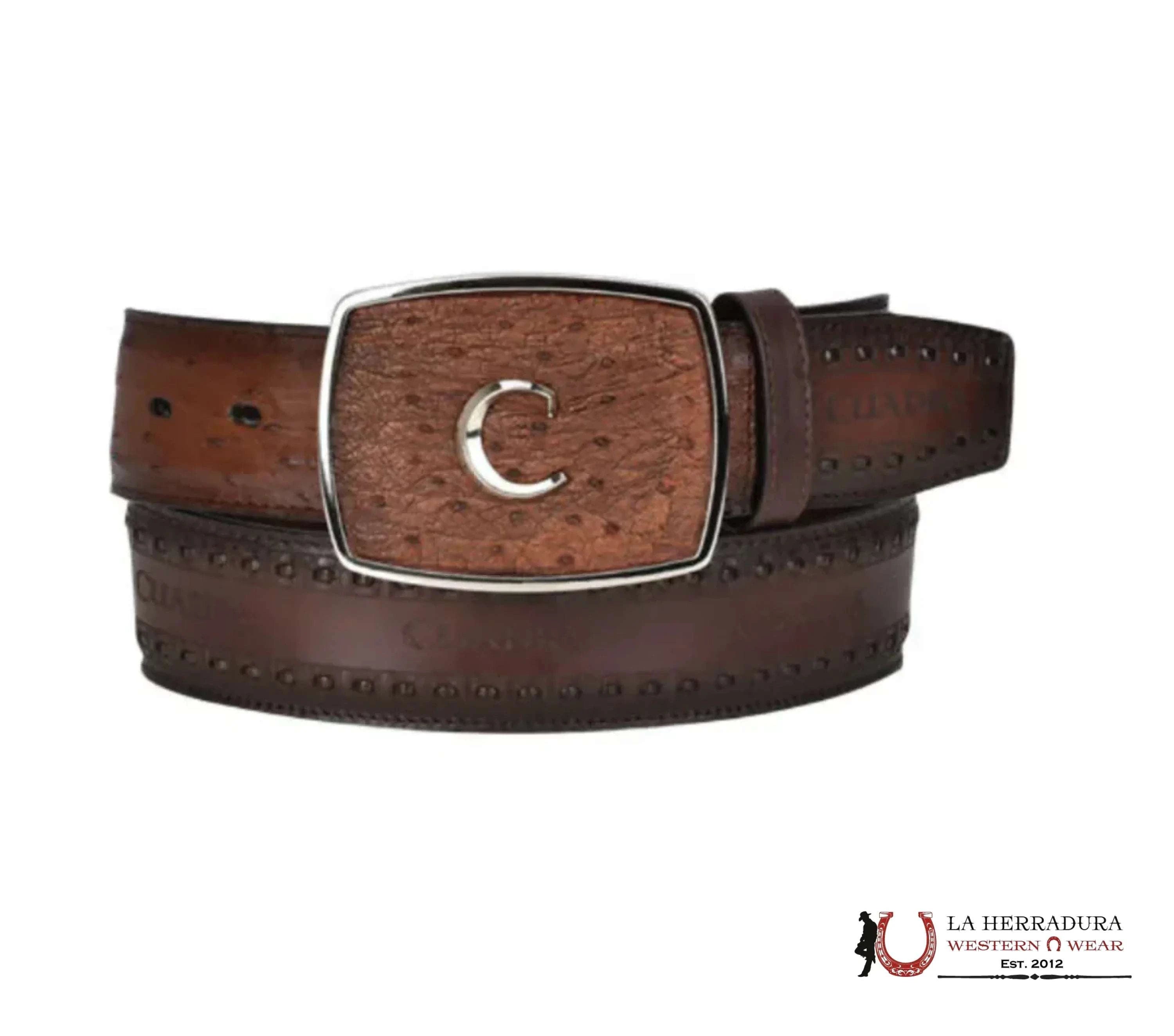 CUADRA BELT OSTRICH MARONI CHESTNUT CINTURONES HOMBRES