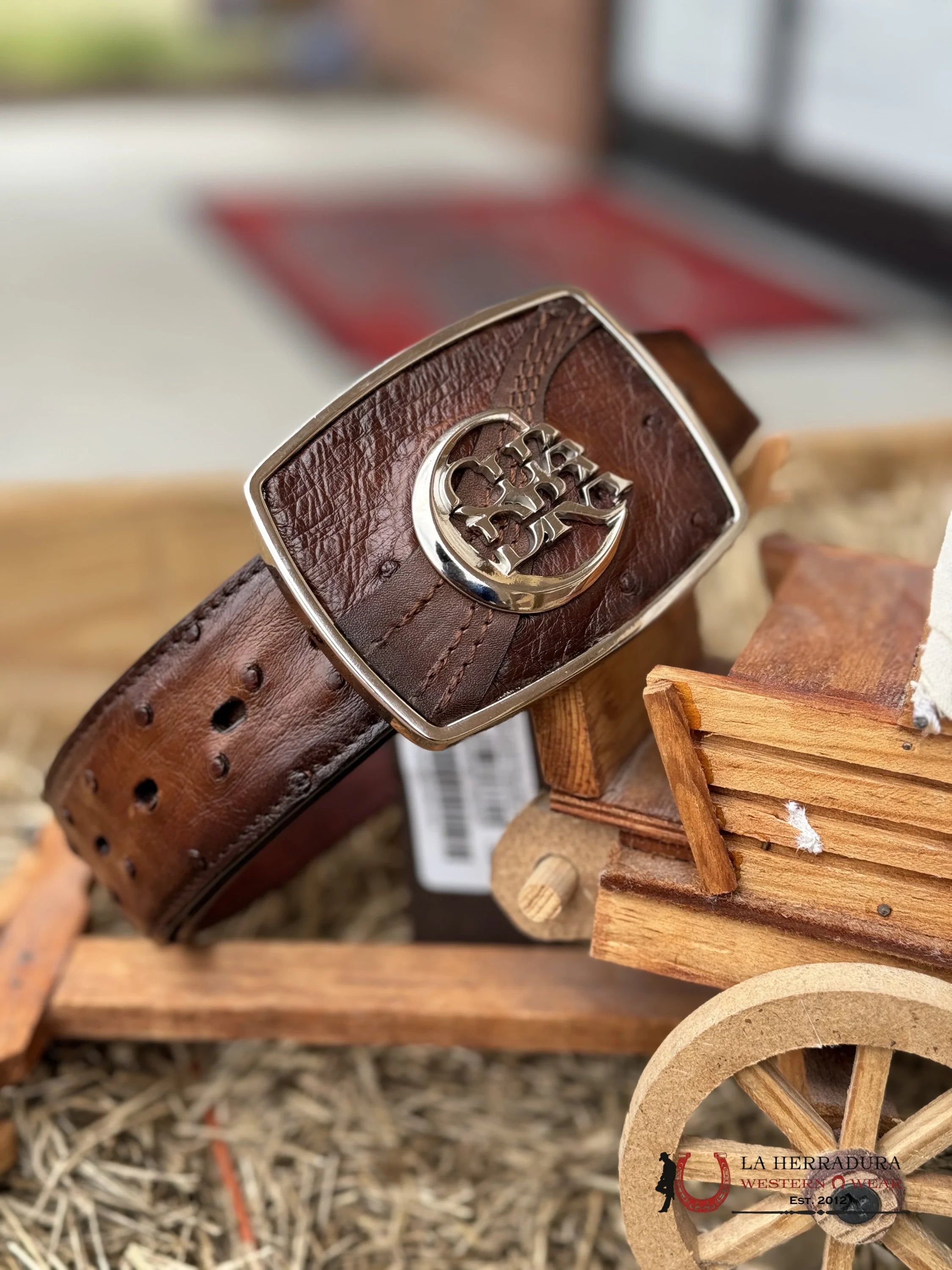 Cuadra Belt Ostrich Moroni Chestnut Castano Avestruz Cinturones Hombres