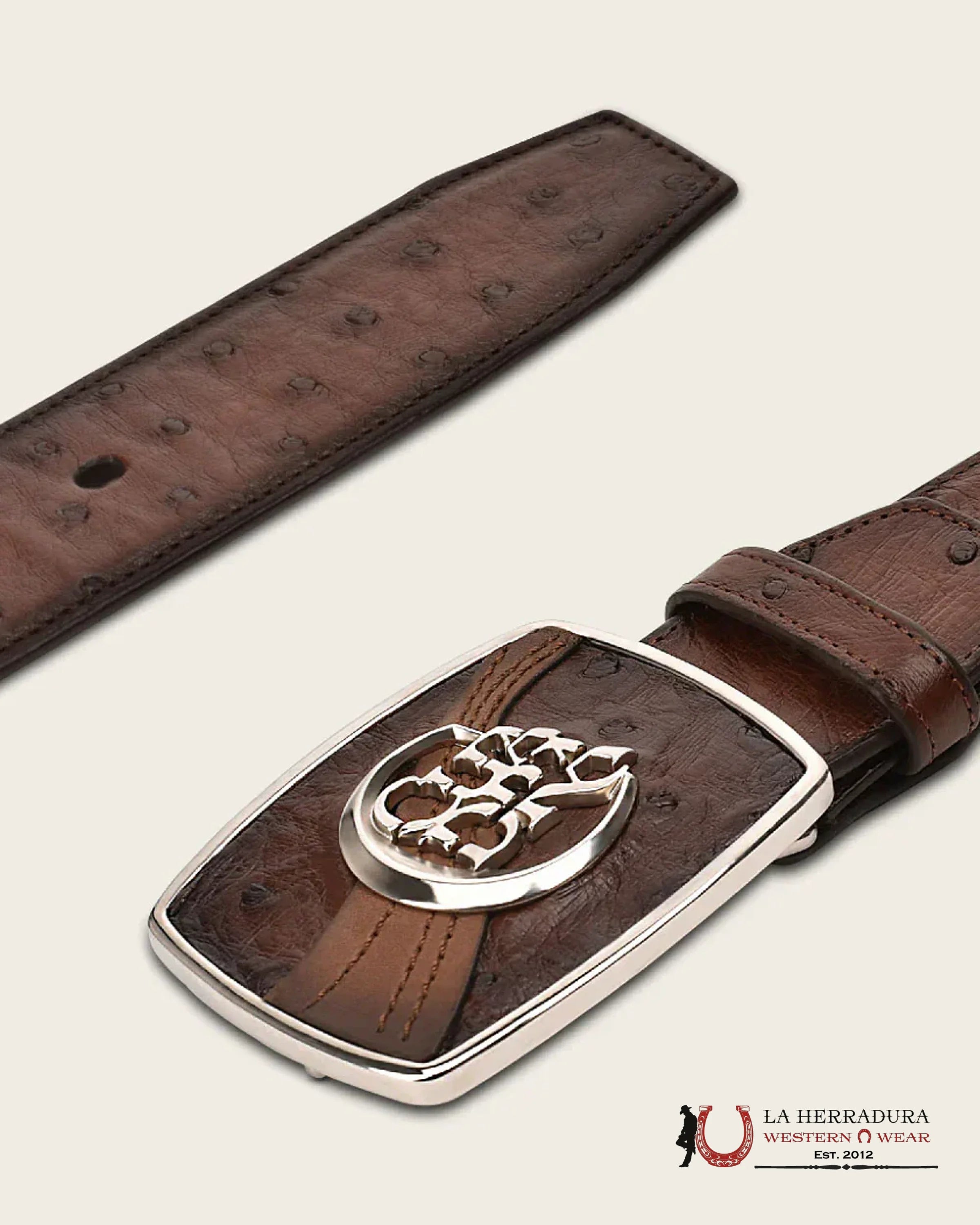 CUADRA BELT OSTRICH MORONI CHESTNUT CASTANO AVESTRUZ CINTURONES HOMBRES