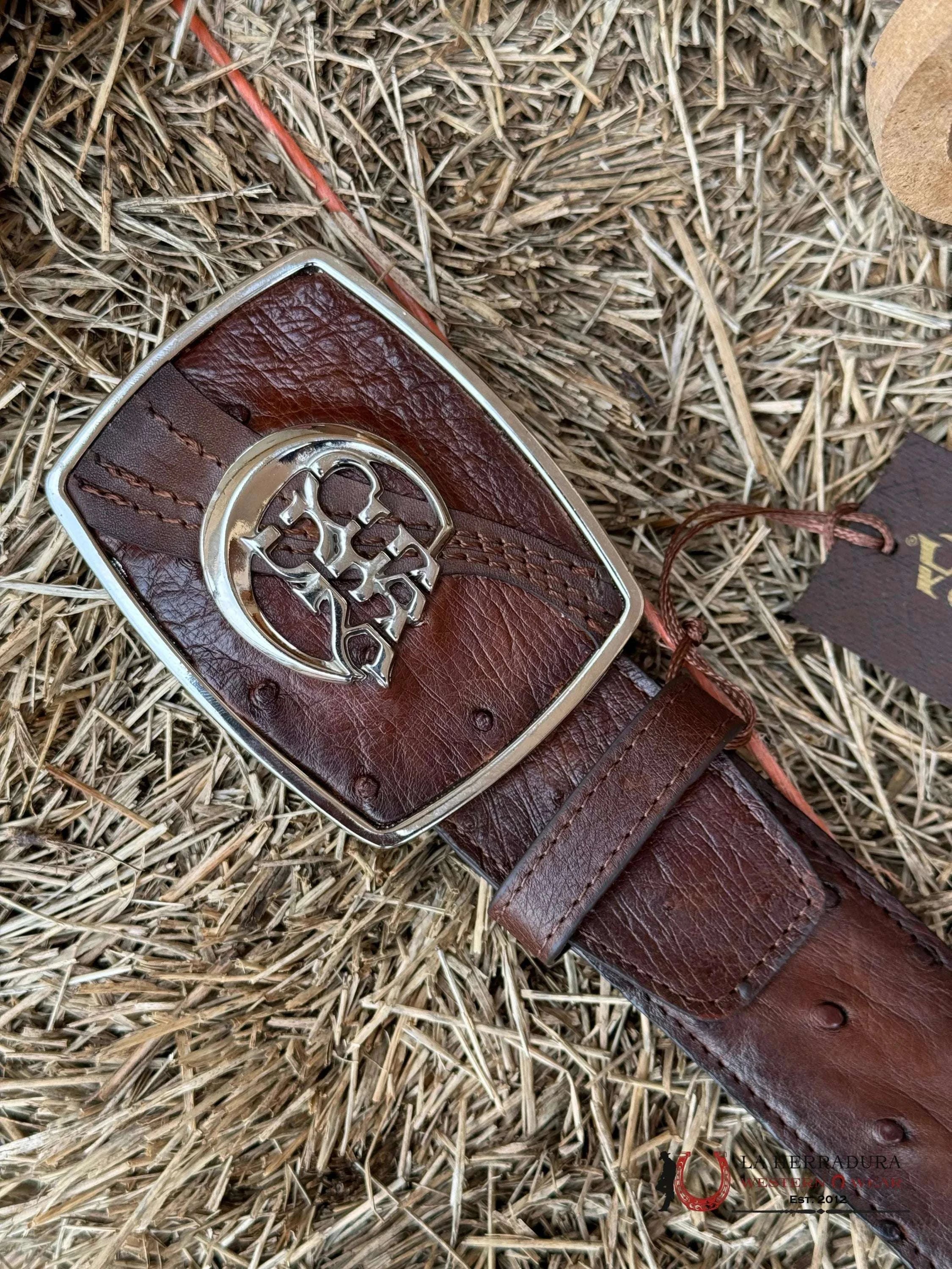 Cuadra Belt Ostrich Moroni Chestnut Castano Avestruz Cinturones Hombres