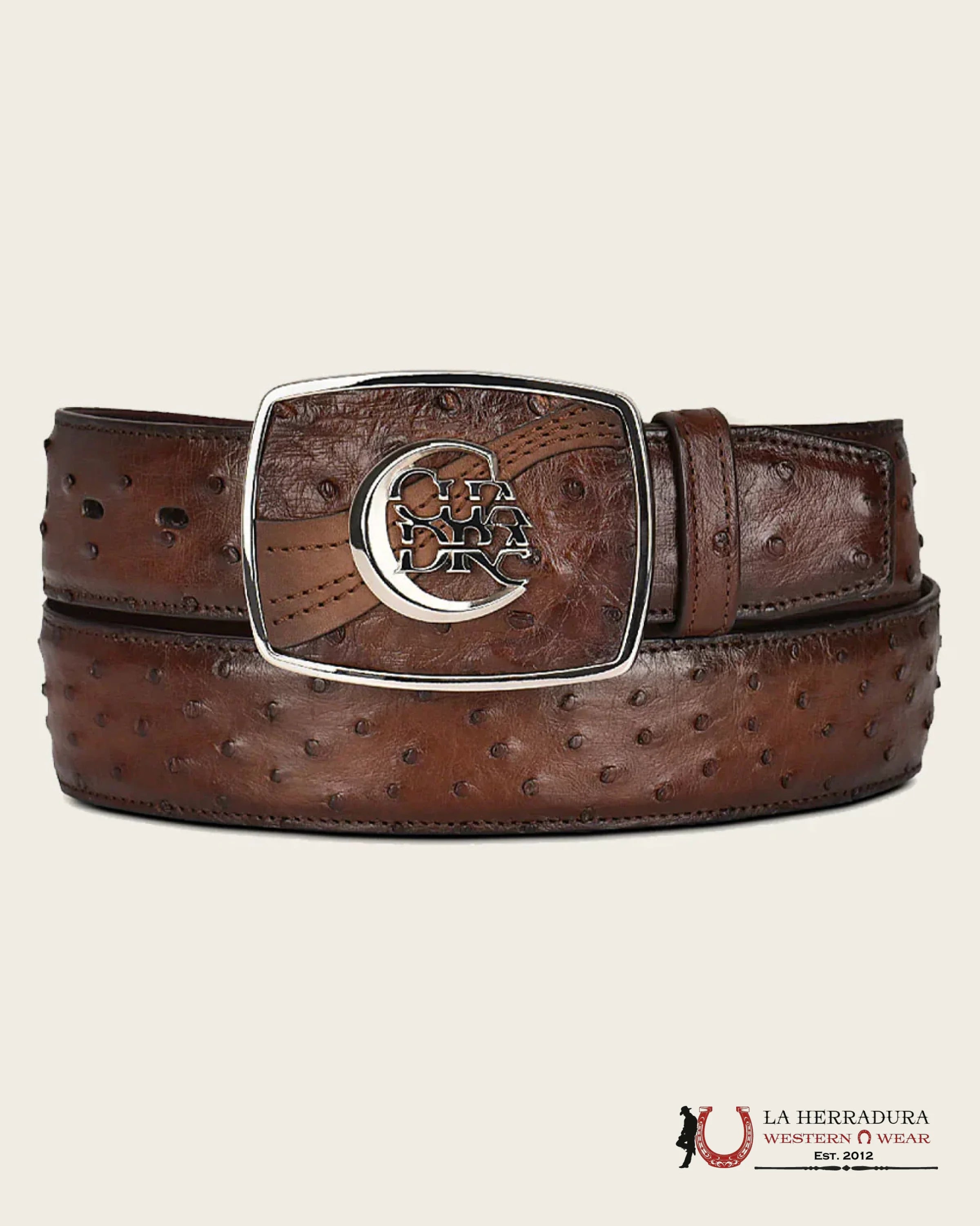 CUADRA BELT OSTRICH MORONI CHESTNUT CASTANO AVESTRUZ CINTURONES HOMBRES