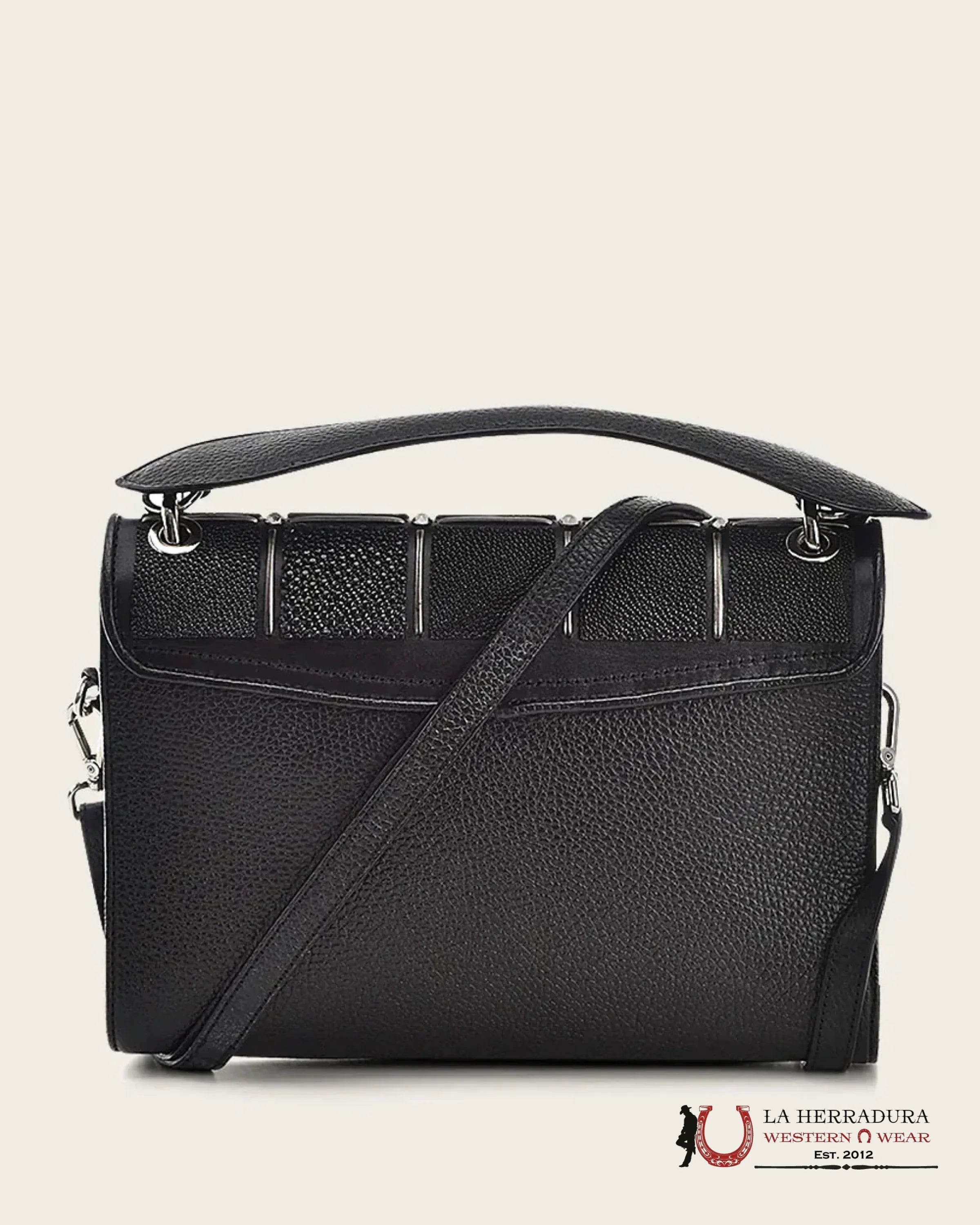 Cuadra Black Mantarraya Square Bag Ropa Mujeres