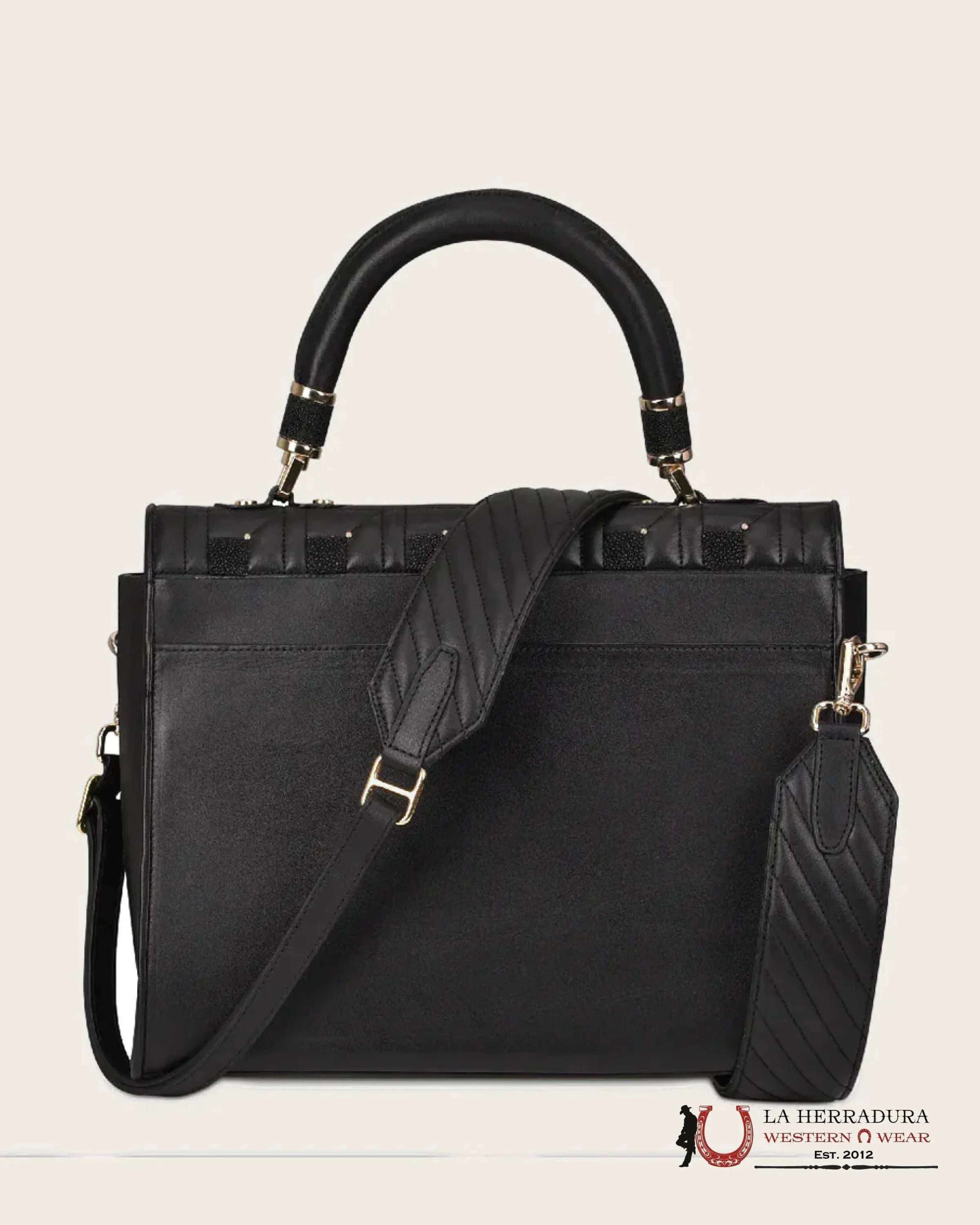 Cuadra Black Stingray Embroidery Handbag Ropa Mujeres