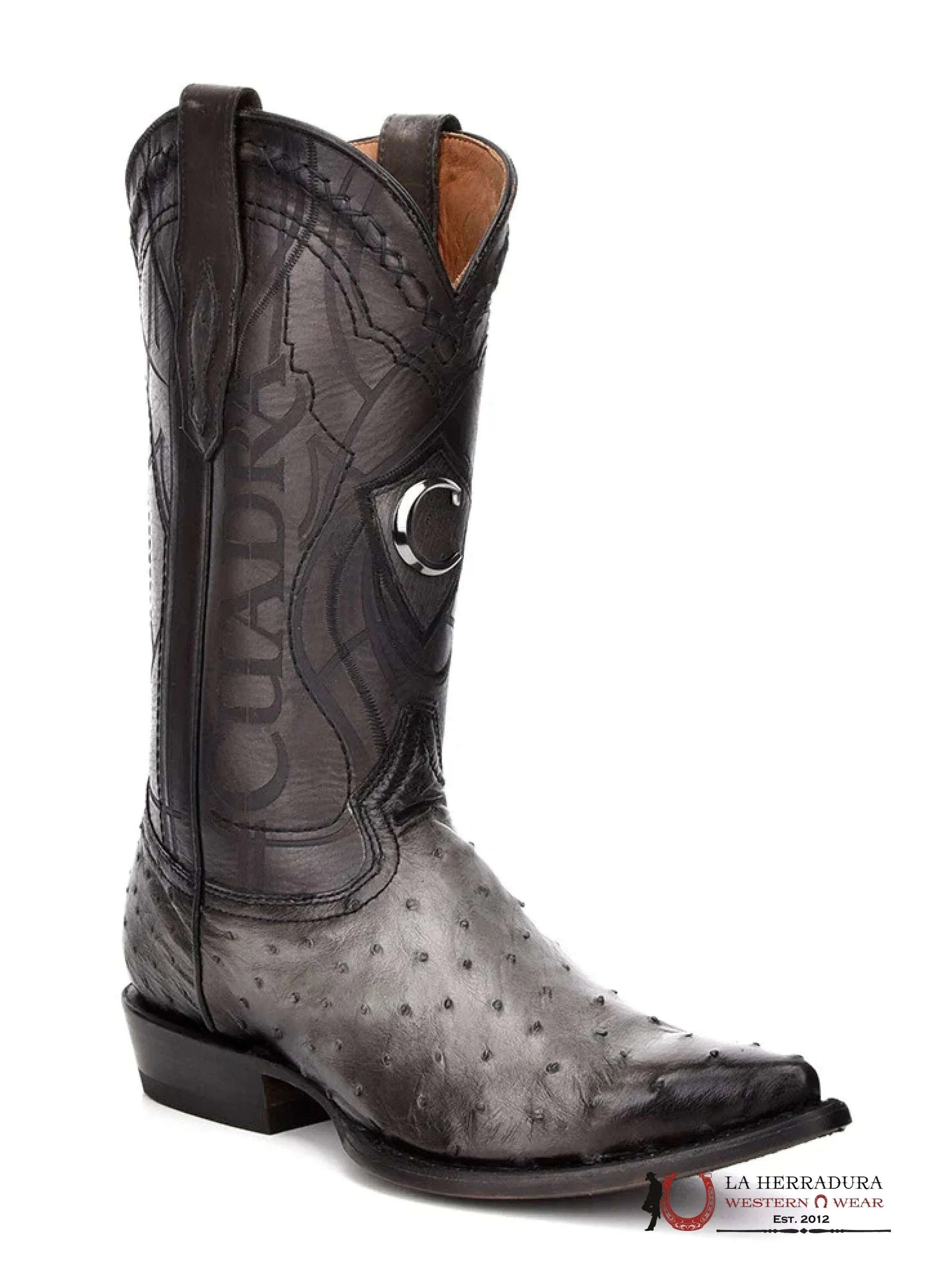 CUADRA BOOT AVESTRUZ FLAME GRIS SNIP TOE CU810 BOTAS HOMBRES