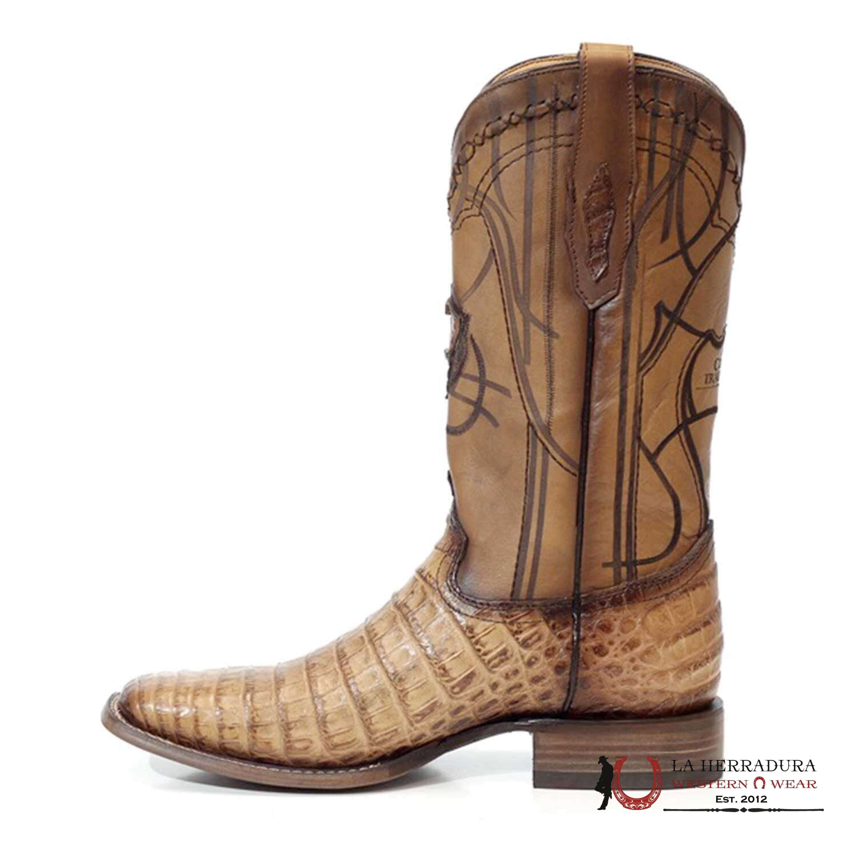 CUADRA BOOT FUSCUS BELLY BIZA ARENA LASER & EMBROIDERY SQUARE TOE BOTAS HOMBRES