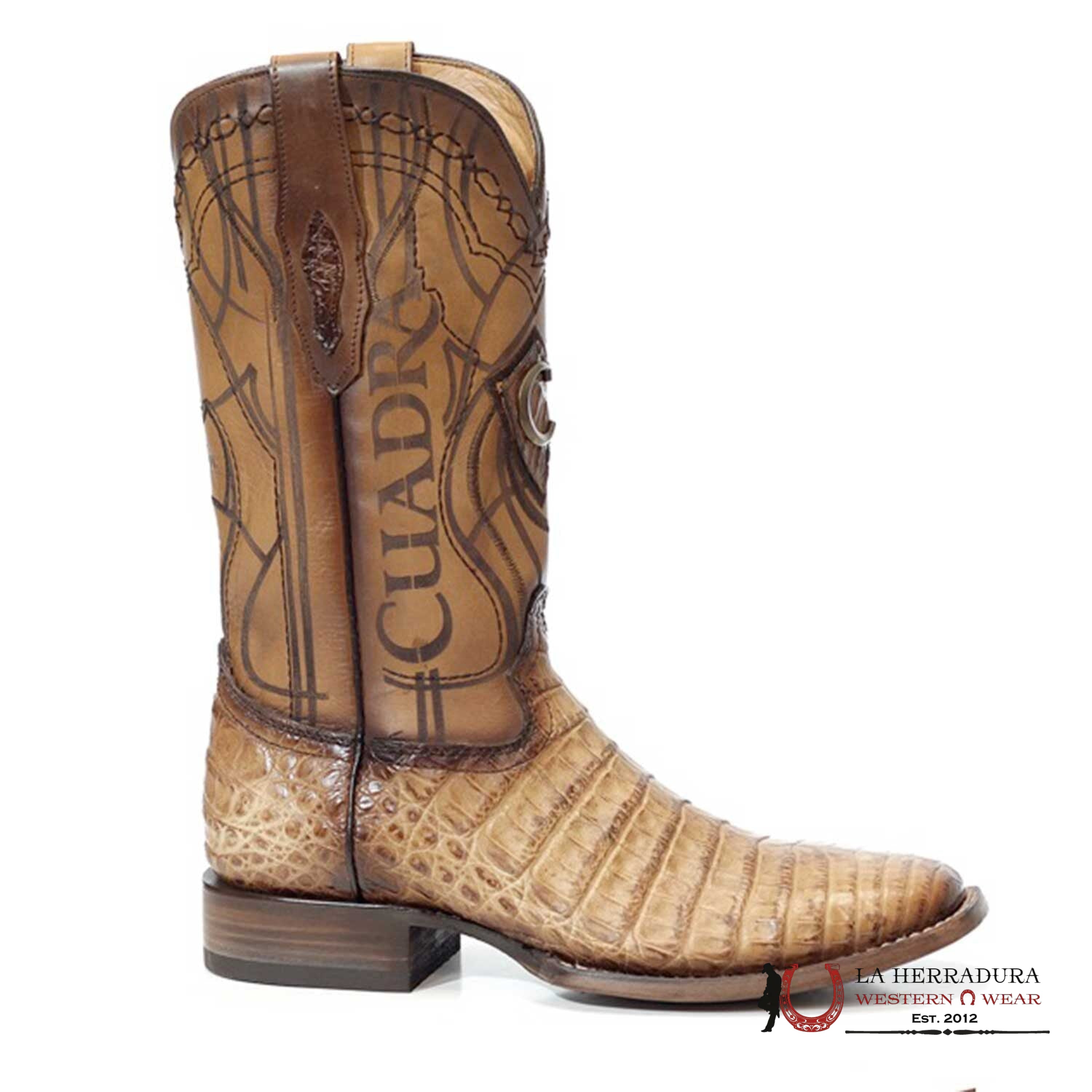 CUADRA BOOT FUSCUS BELLY BIZA ARENA LASER & EMBROIDERY SQUARE TOE BOTAS HOMBRES