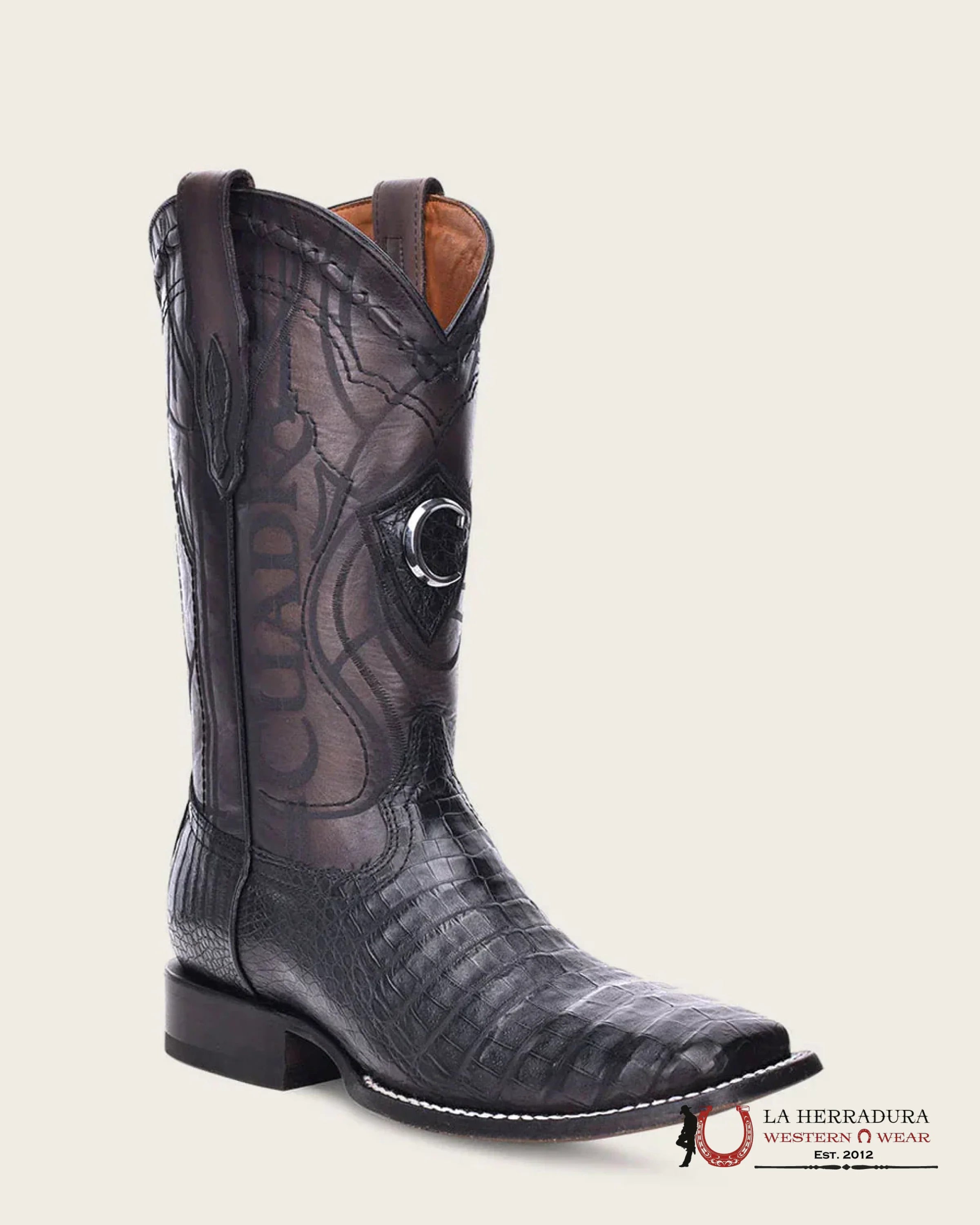 CUADRA BOOT FUSCUS BELLY CAIMAN BLACK SQUARE TOE BOTAS HOMBRES