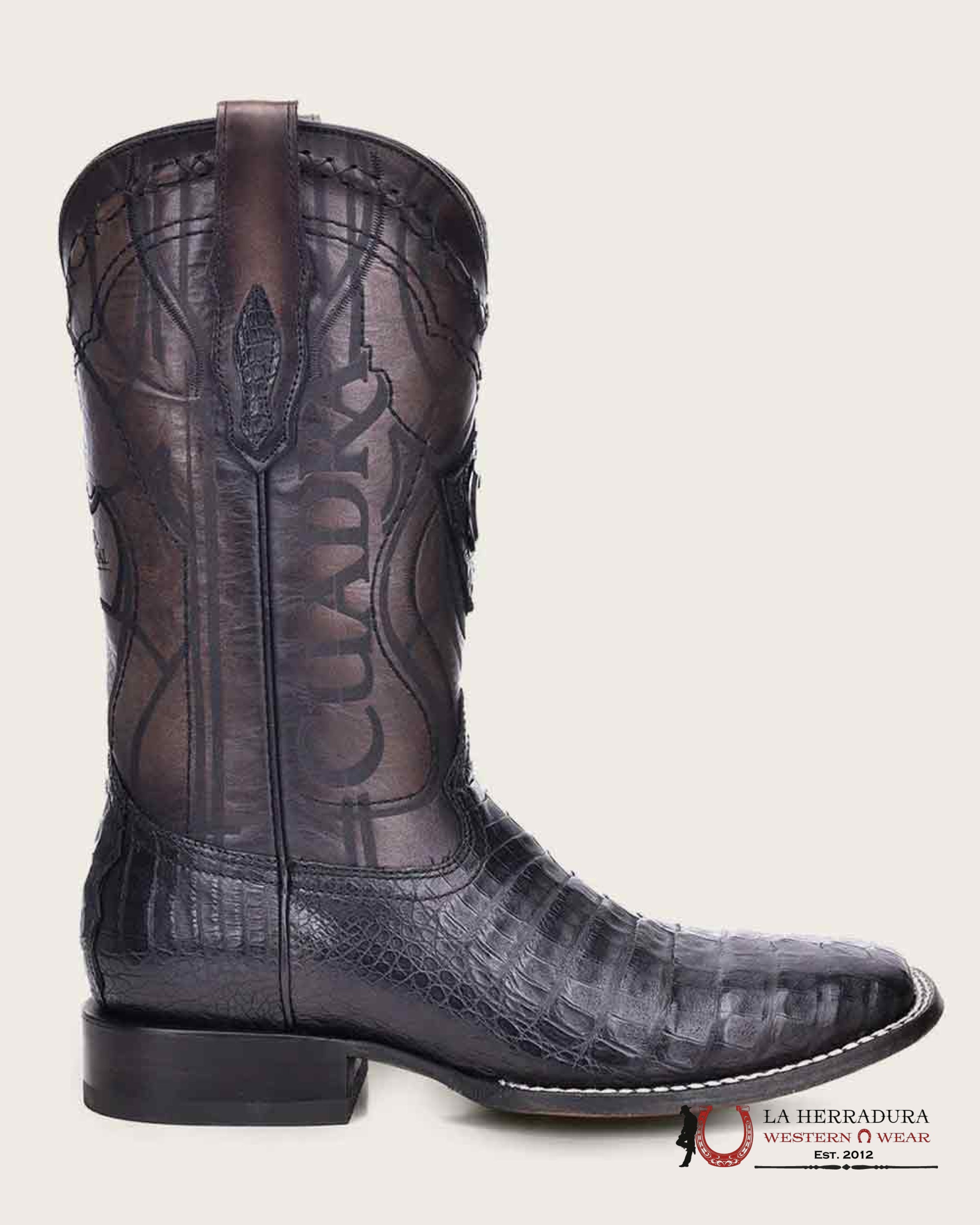 CUADRA BOOT FUSCUS BELLY CAIMAN BLACK SQUARE TOE BOTAS HOMBRES