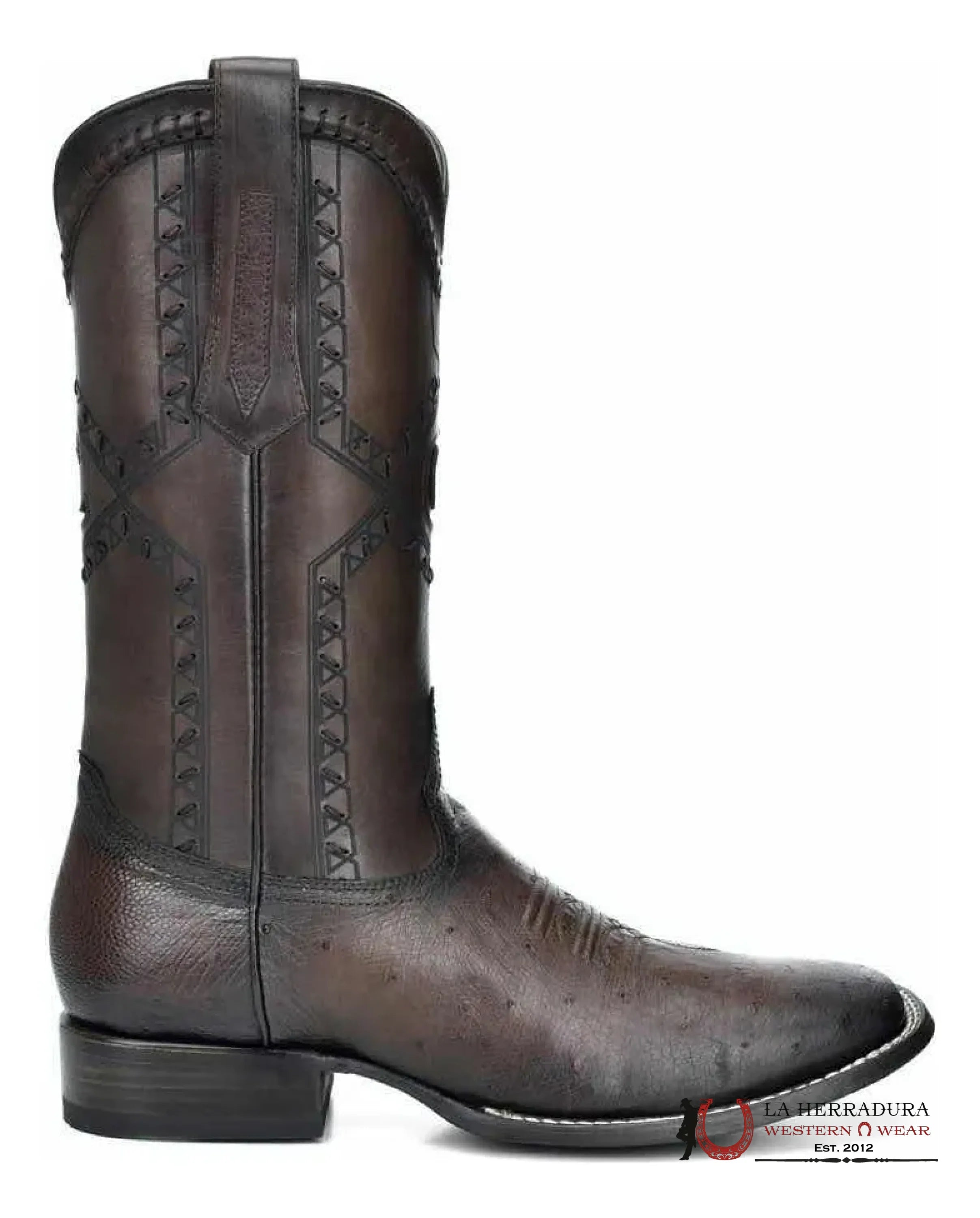 CUADRA BOOT PANZA DE AVESTRUZ FLAME CHOCO SQUARE TOE CU426 BOTAS HOMBRES