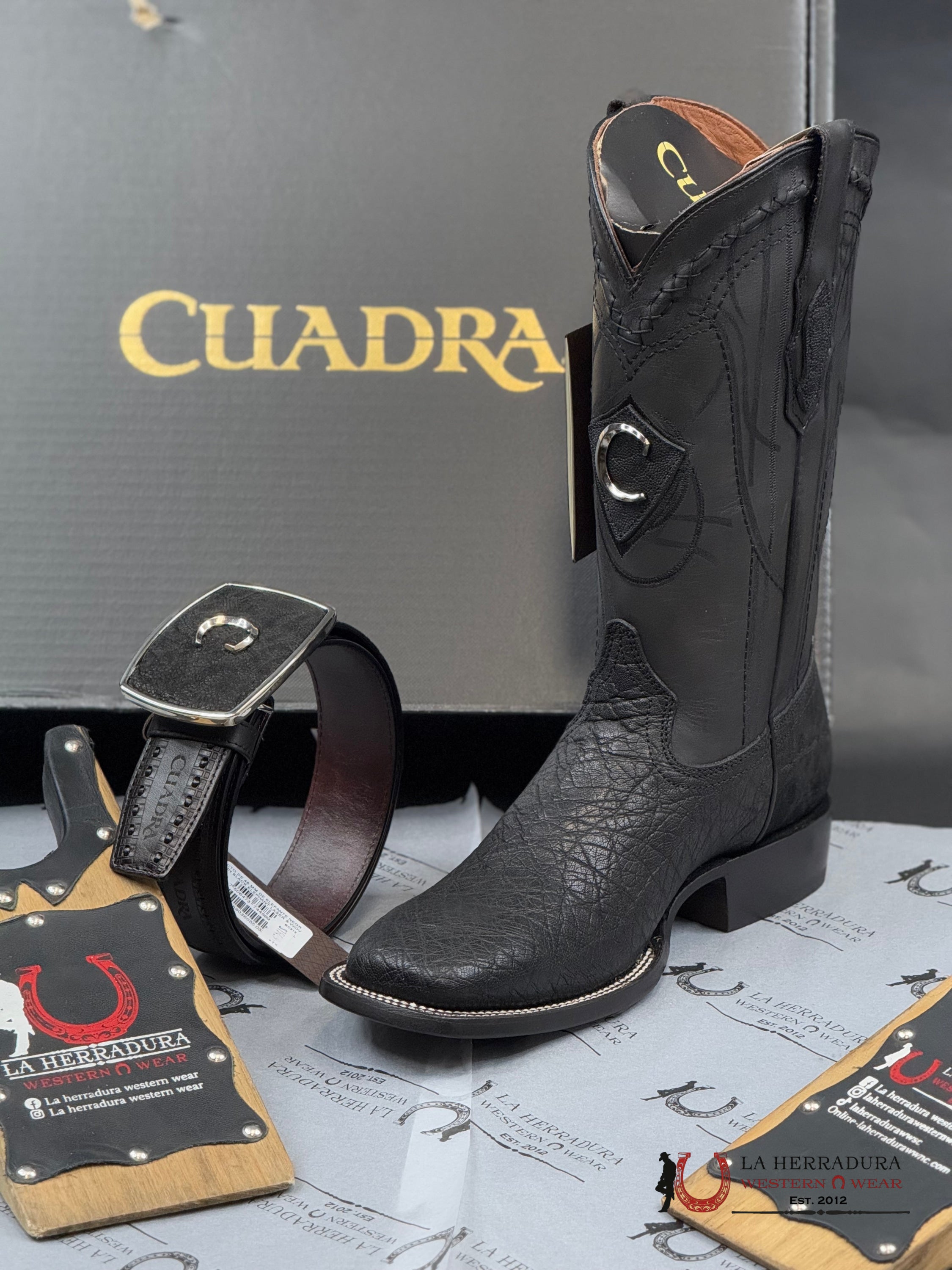 Cuadra Boots Elephant Black Elefante Square Toe 3Z1Oel Botas Hombres