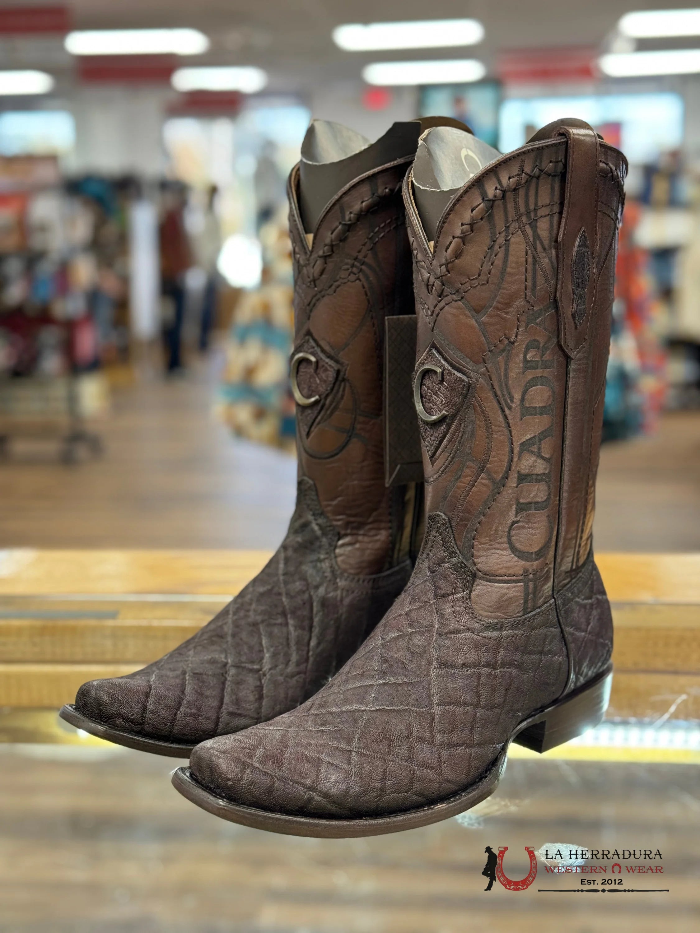 Cuadra Boots Elephant Chocolate Skin Semi Square Toe Botas Hombres