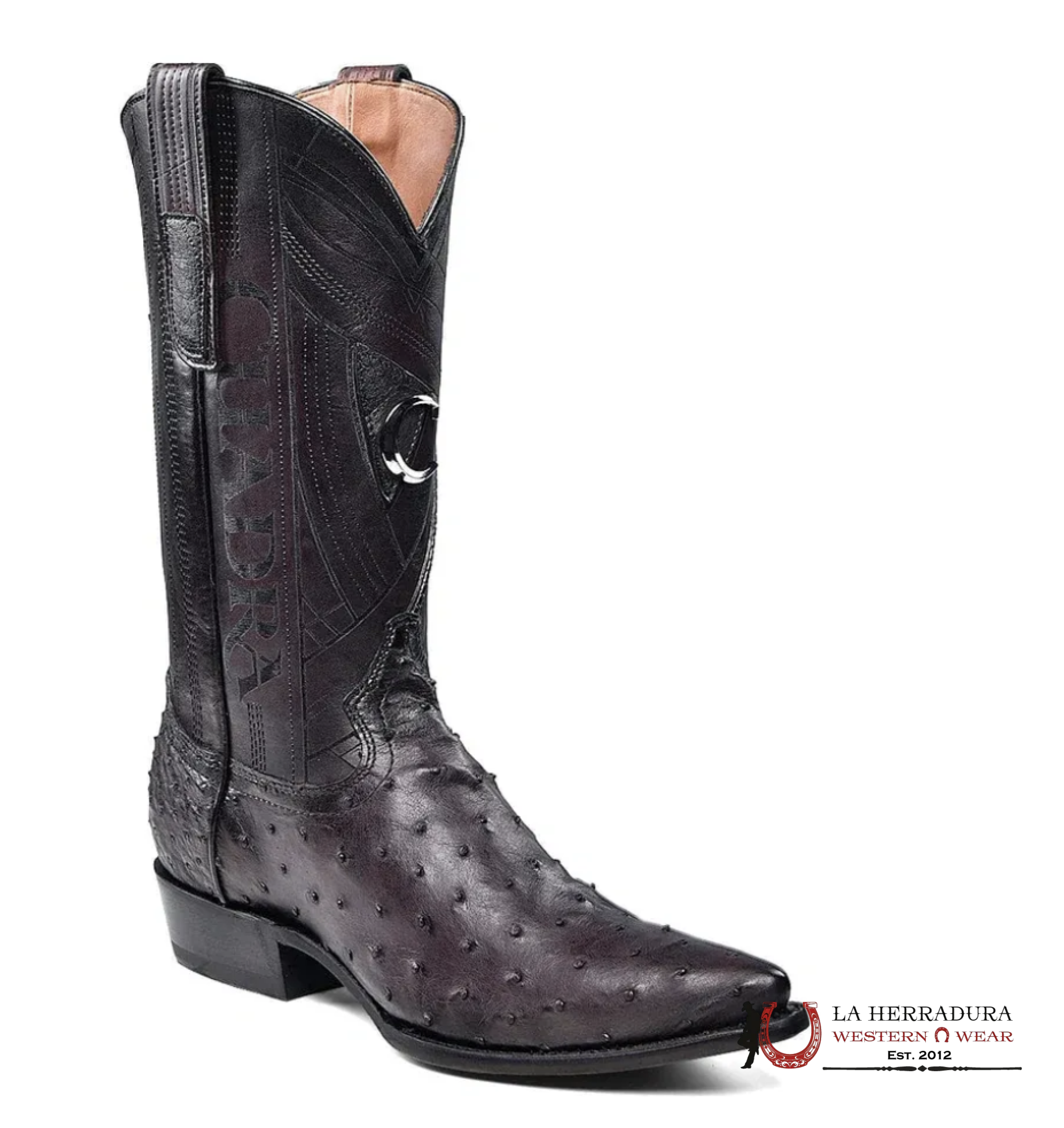 CUADRA BOOTS OSTRICH BLACK CHERRY LASER & EMBROIDERY SNIP B22PA1 BOTAS HOMBRES