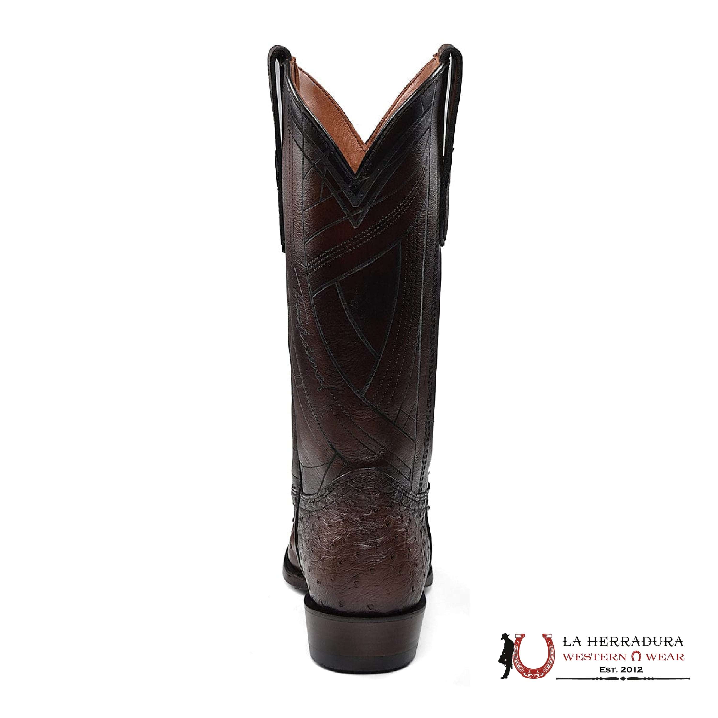 CUADRA BOOTS OSTRICH CHOCOLATE LASER & EMBROIDERY SNIP B22PA1 BOTAS HOMBRES