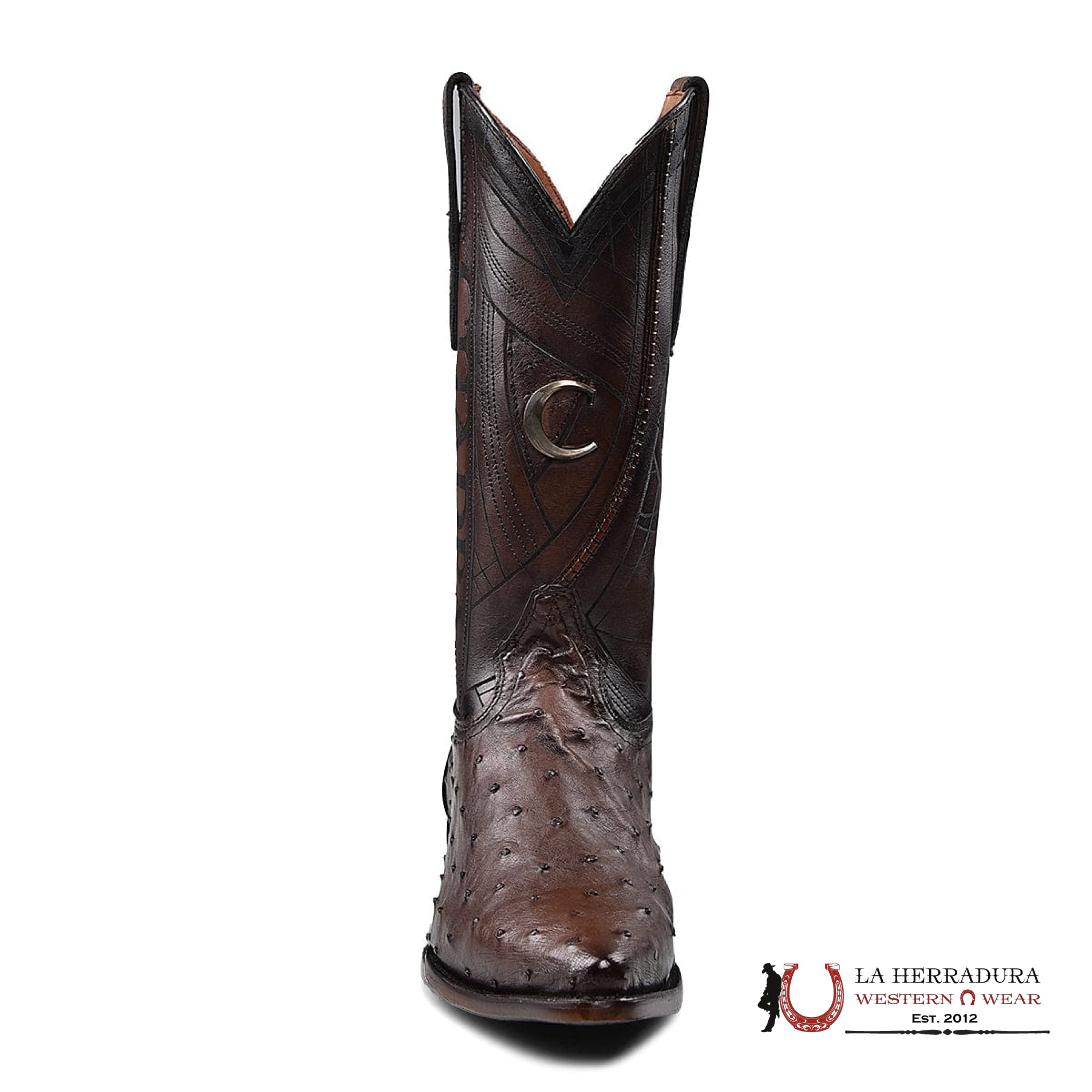 CUADRA BOOTS OSTRICH CHOCOLATE LASER & EMBROIDERY SNIP B22PA1 BOTAS HOMBRES