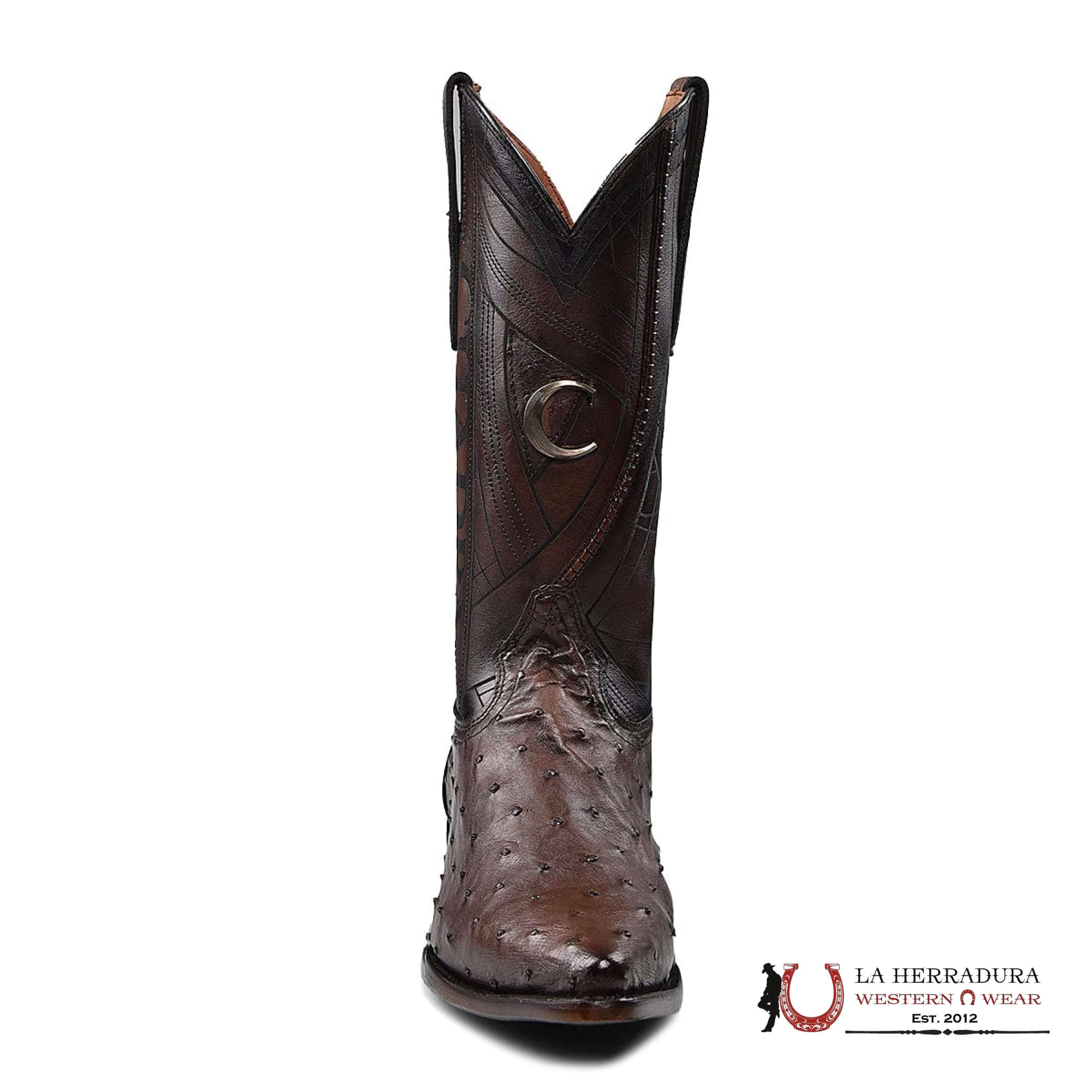 CUADRA BOOTS OSTRICH CHOCOLATE LASER & EMBROIDERY SNIP B22PA1 BOTAS HOMBRES
