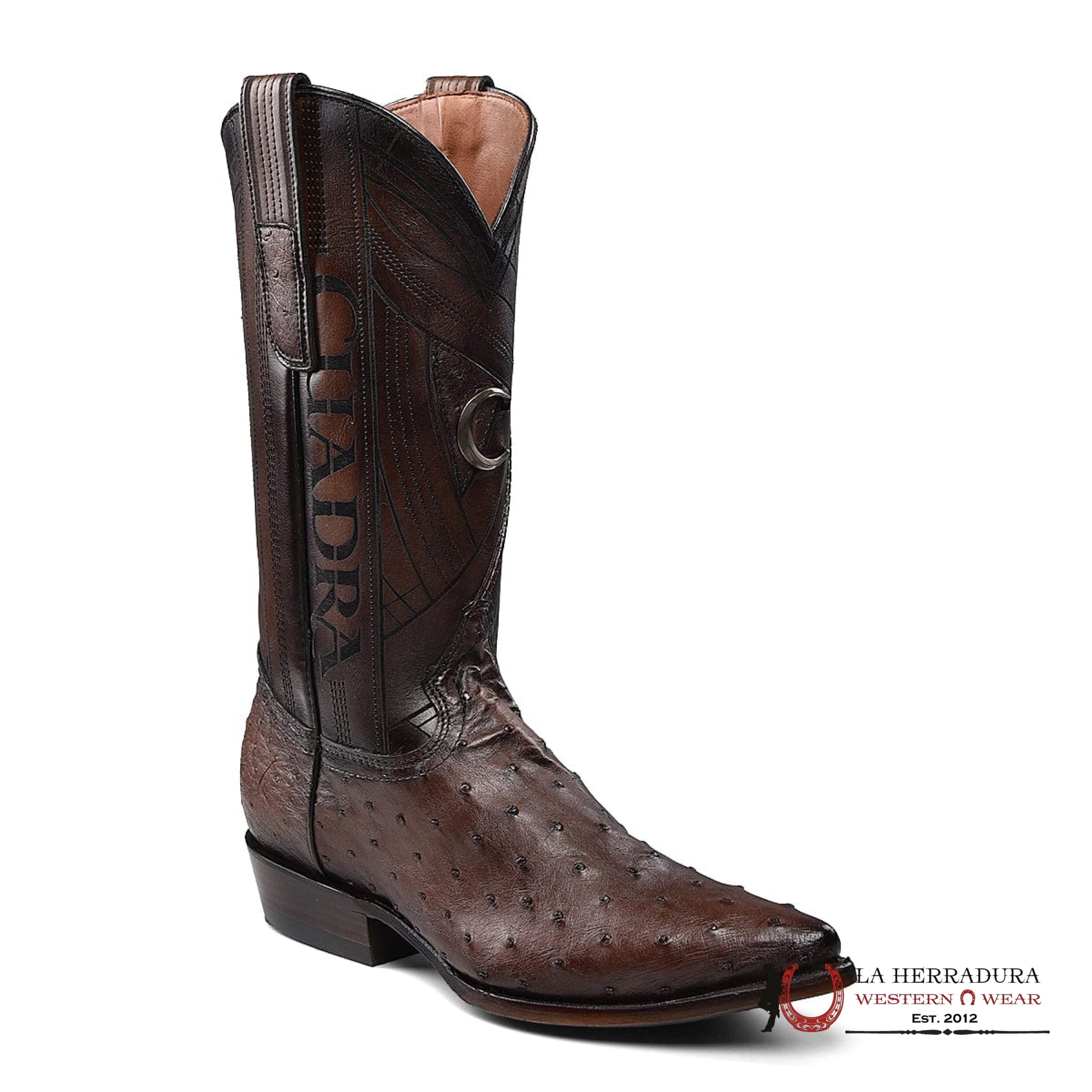 CUADRA BOOTS OSTRICH CHOCOLATE LASER & EMBROIDERY SNIP B22PA1 BOTAS HOMBRES