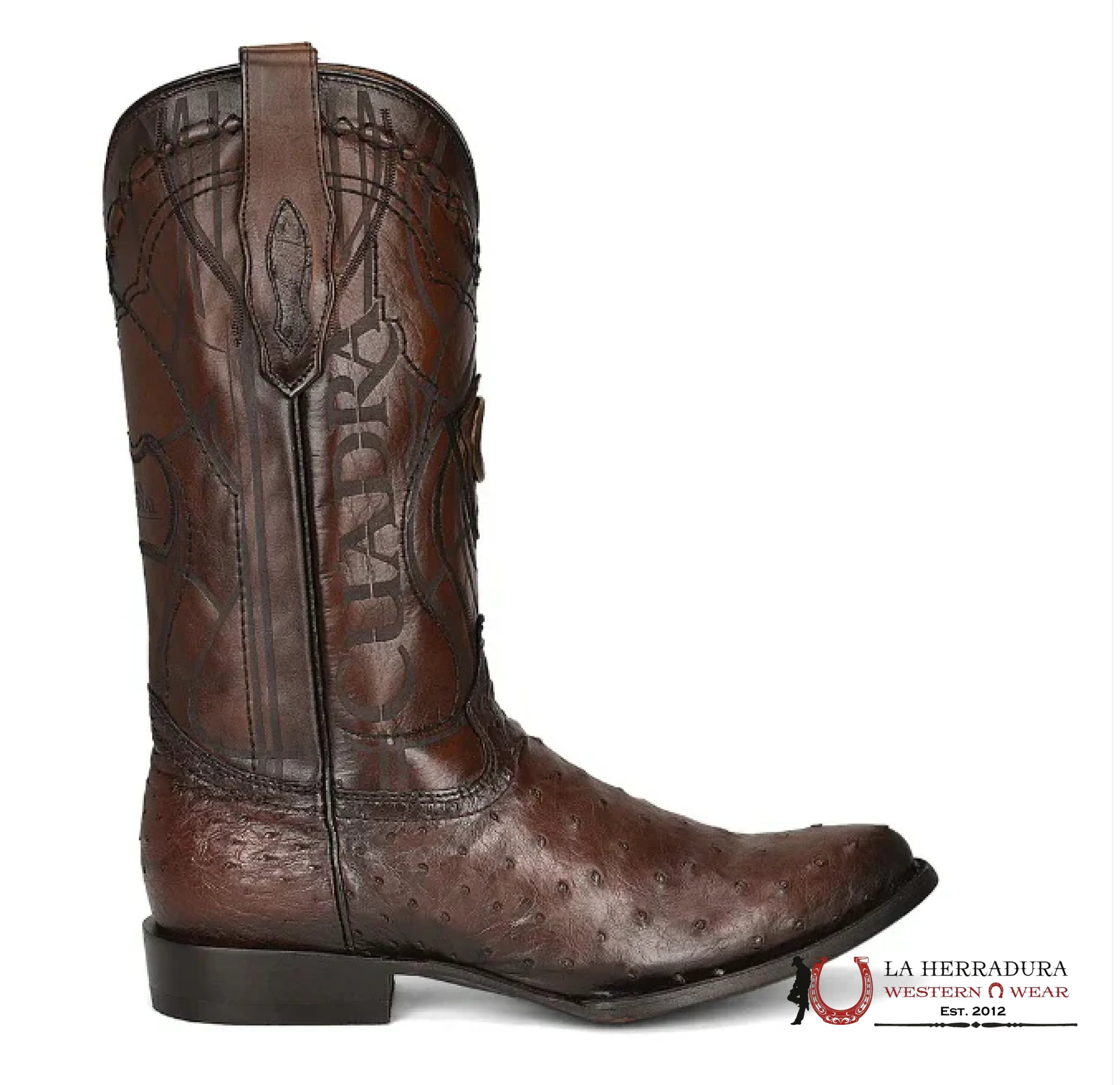 CUADRA BOOTS OSTRICH FLAME CAFE LASER & WOVEN ROUND TOE CU681 BOTAS HOMBRES