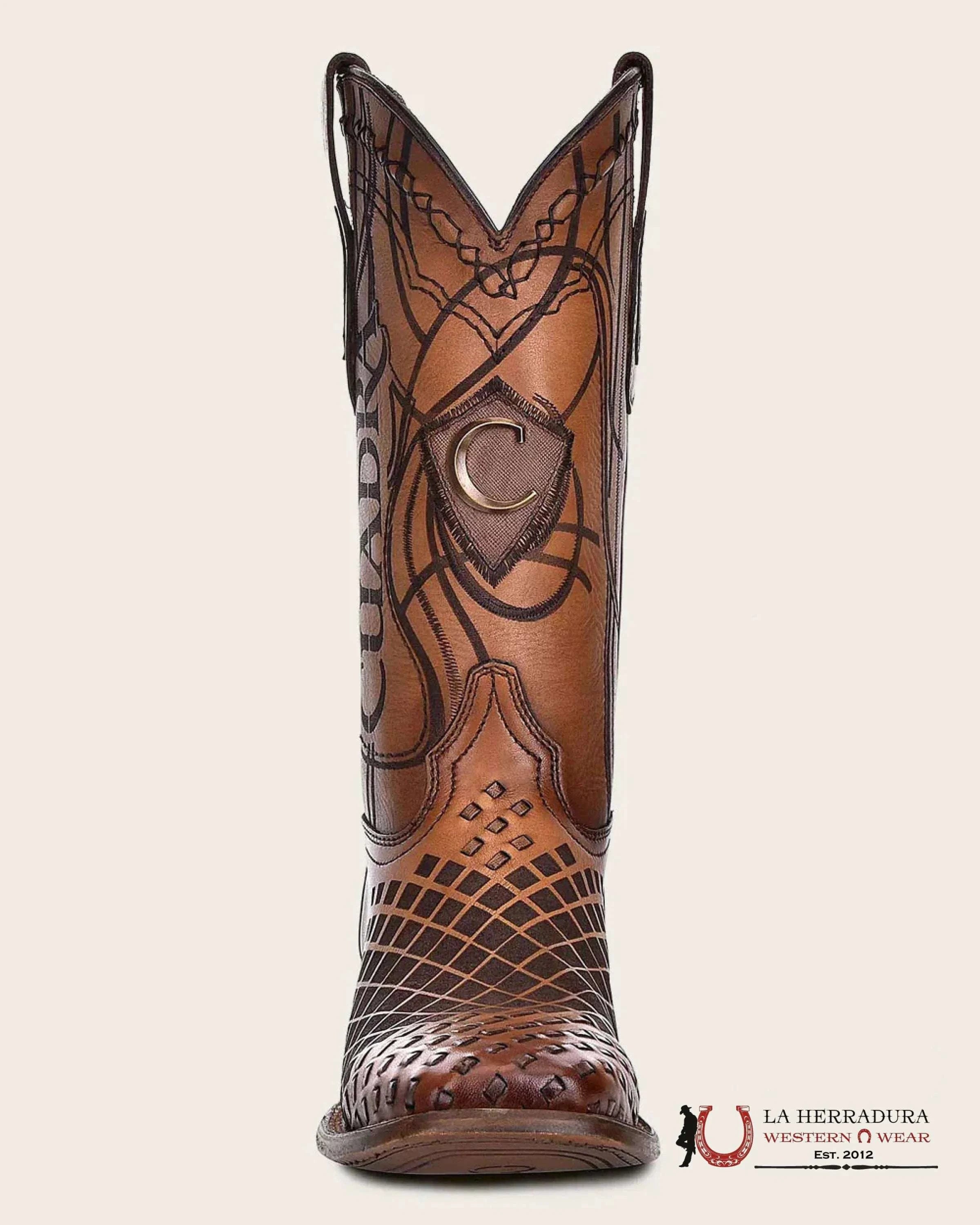 CUADRA BOOTS SILLERO OVER HONEY LASER & EMBROIDERY & WOVEN SQUARE TOE BOTAS HOMBRES