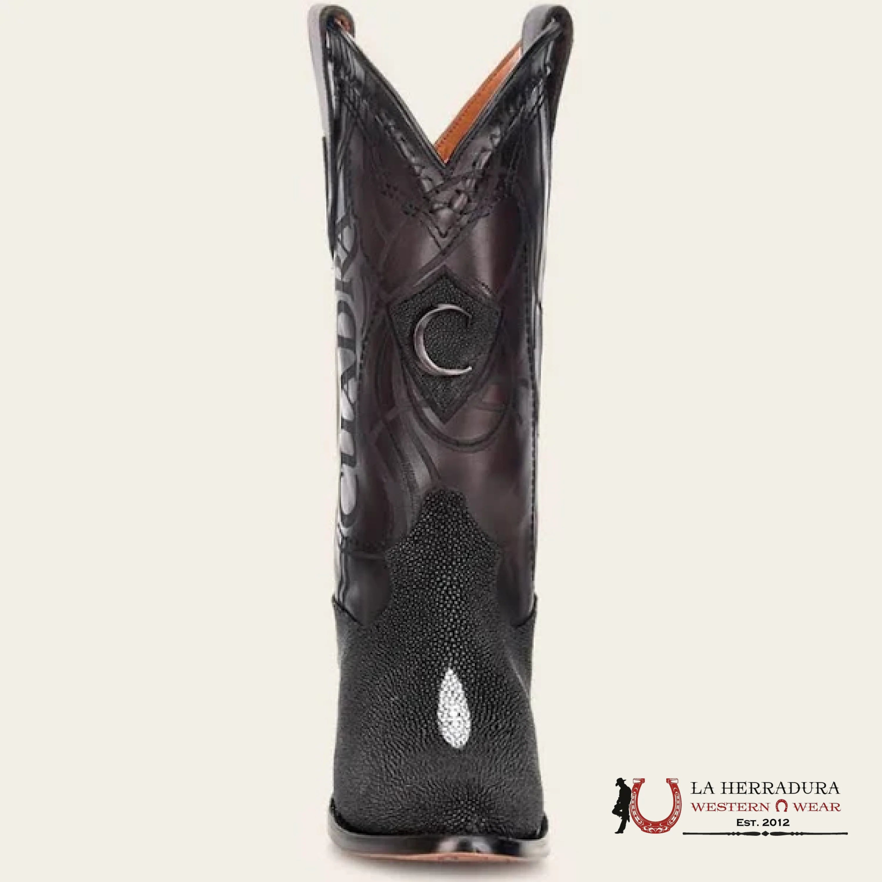 CUADRA BOOTS STINGRAY BLACK WHITE STONE ROUND TOE CU343 BOTAS HOMBRES