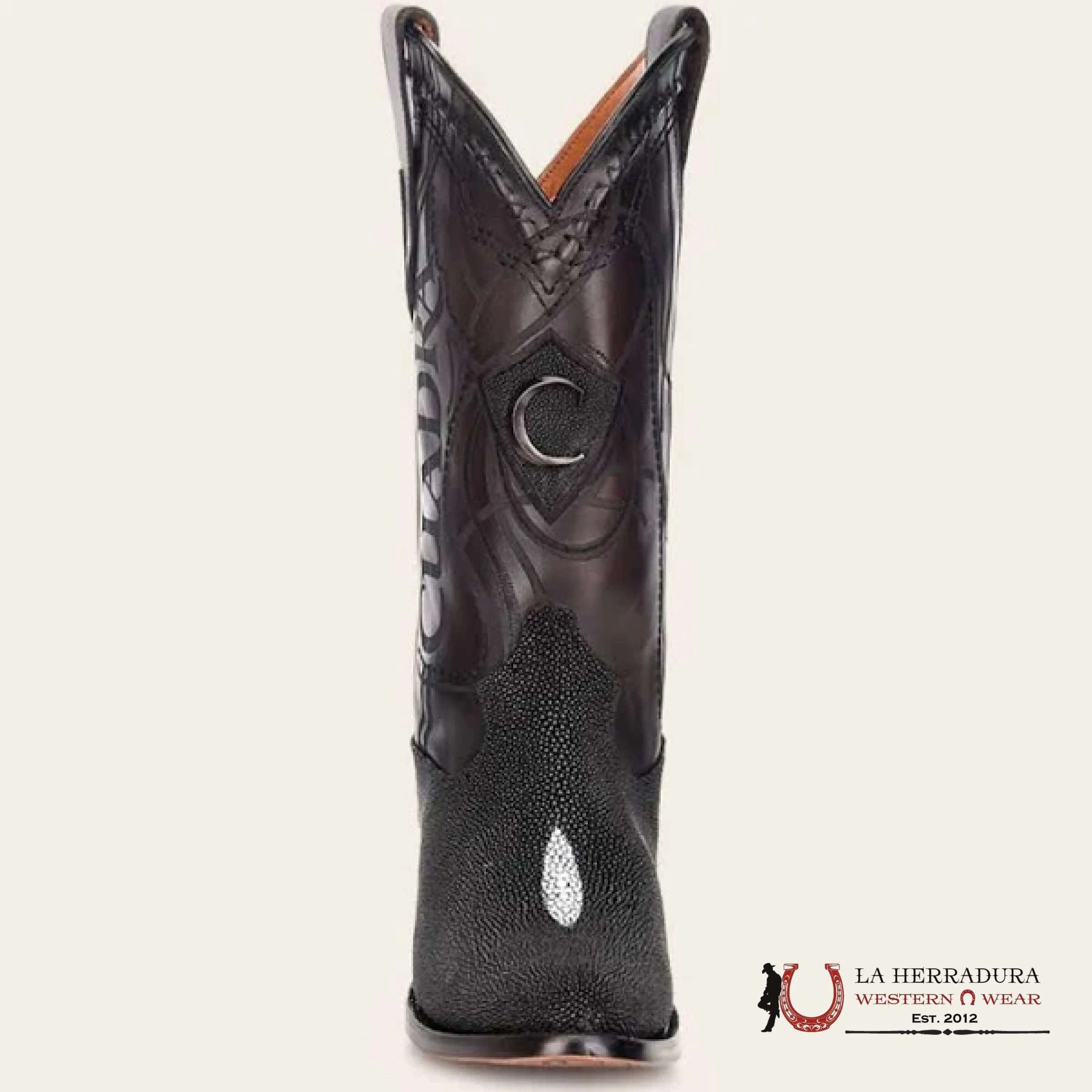 CUADRA BOOTS STINGRAY BLACK WHITE STONE ROUND TOE CU343 BOTAS HOMBRES